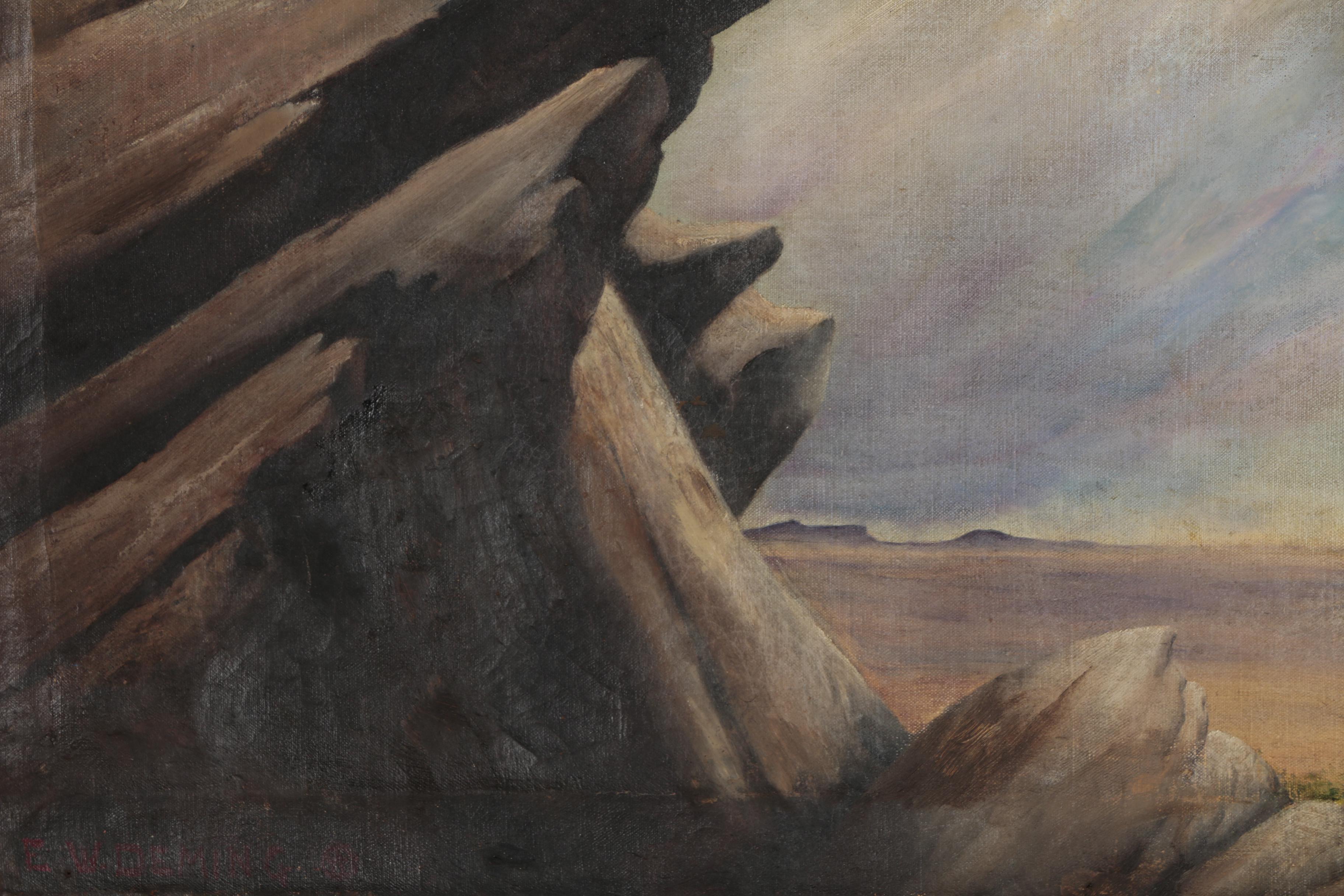 Edwin Willard Deming Western Oil Painting of Figural Landscape