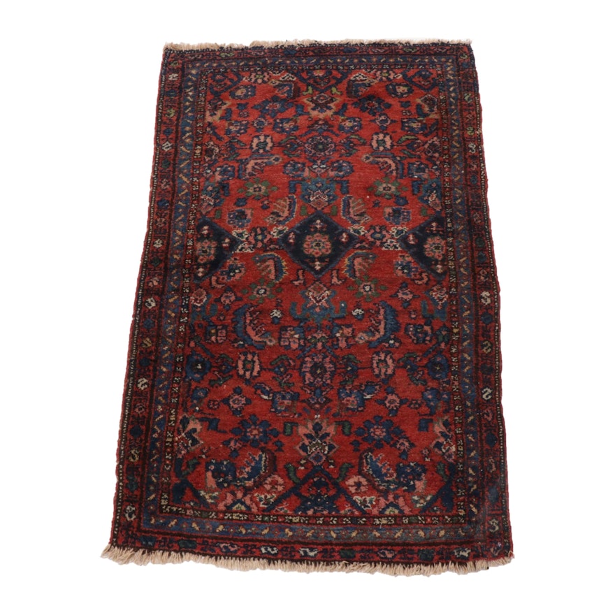 2'9 x 4'7 Hand-Knotted Persian Zanjan Wool Rug, 1920s
