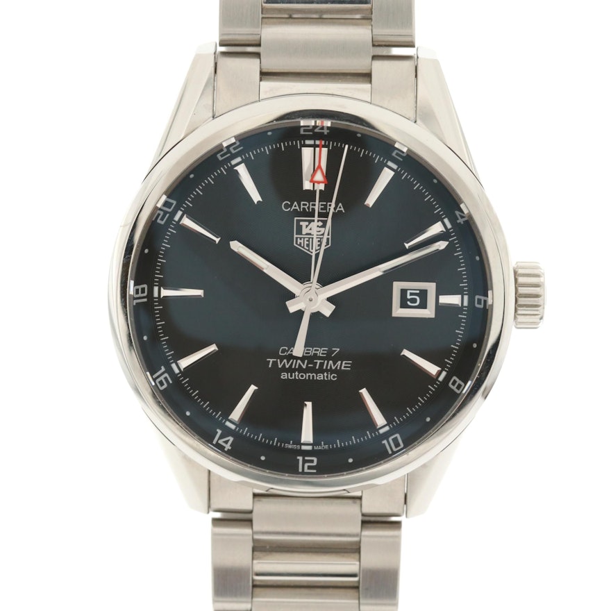 TAG Heuer Carrera Twin-Time Stainless Steel Wristwatch