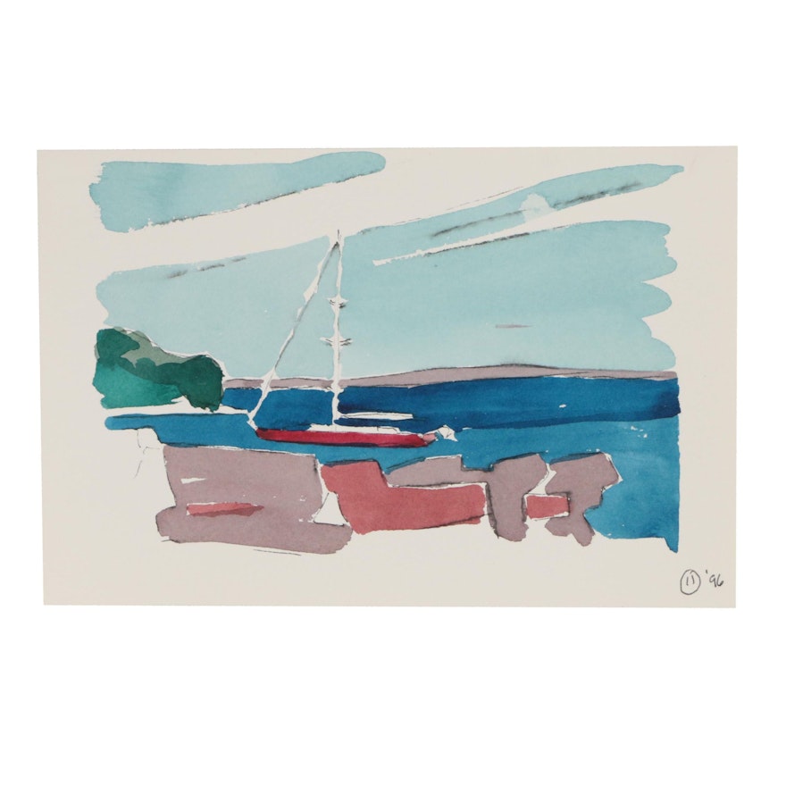 Robert Herrmann Marine Watercolor Painting