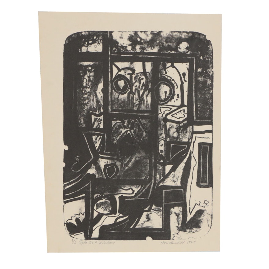 Martha Fairchild Abstract Lithograph "Spots on a Window"