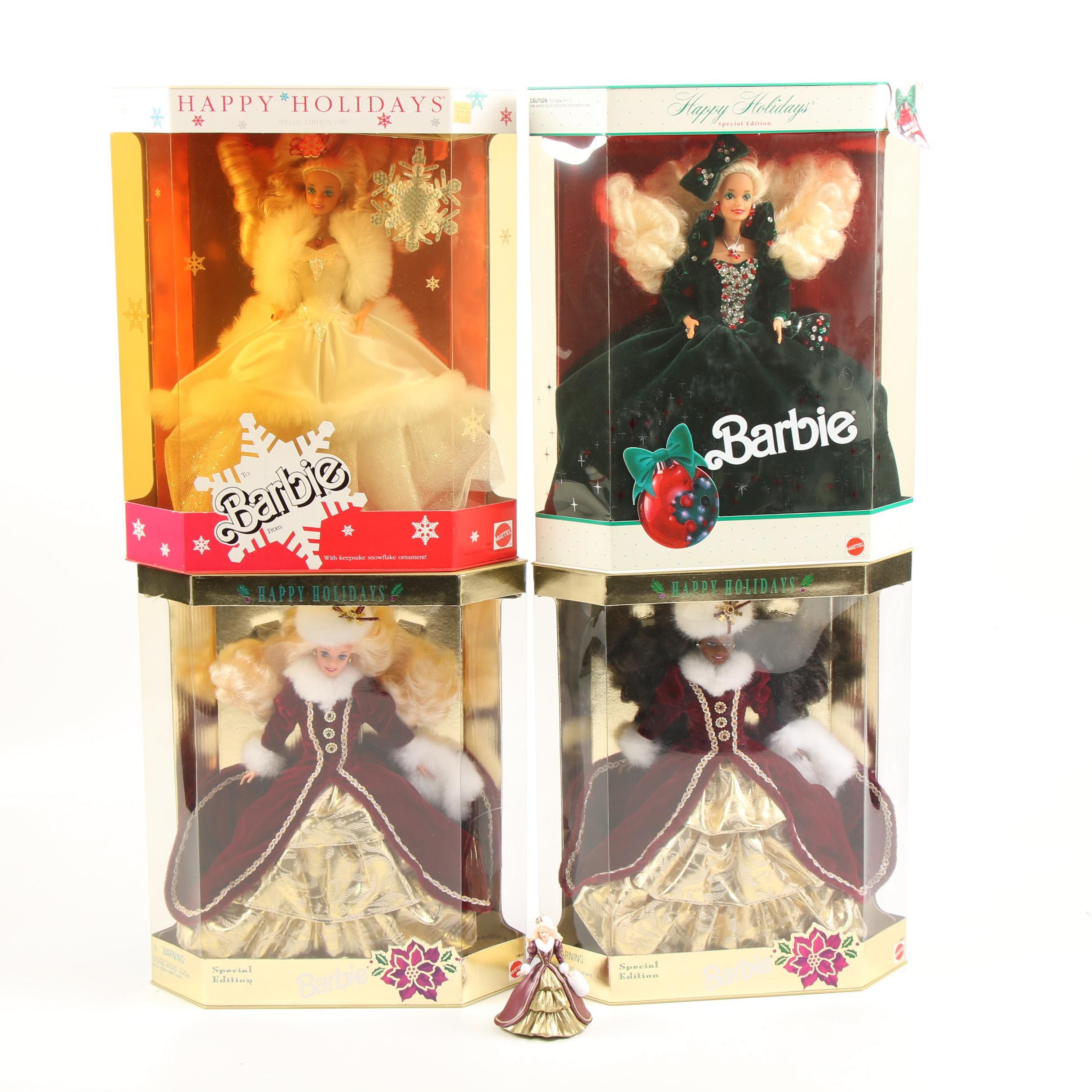 Mattel Happy Holidays Special Edition Barbie Dolls and Hallmark Ornament