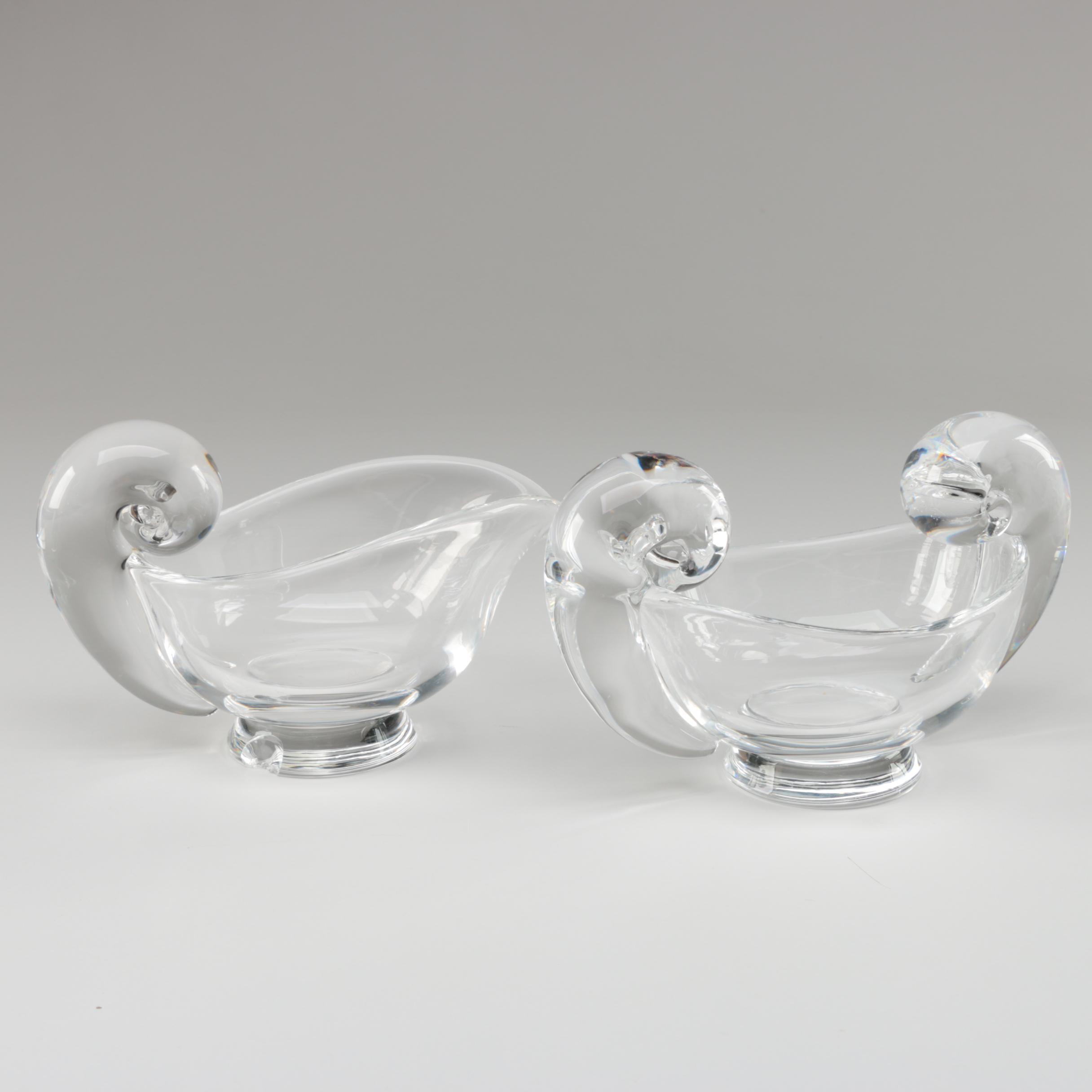 Steuben Art Glass Creamer and Sugar Bowl Designed by Irene Benton, Mid-Century