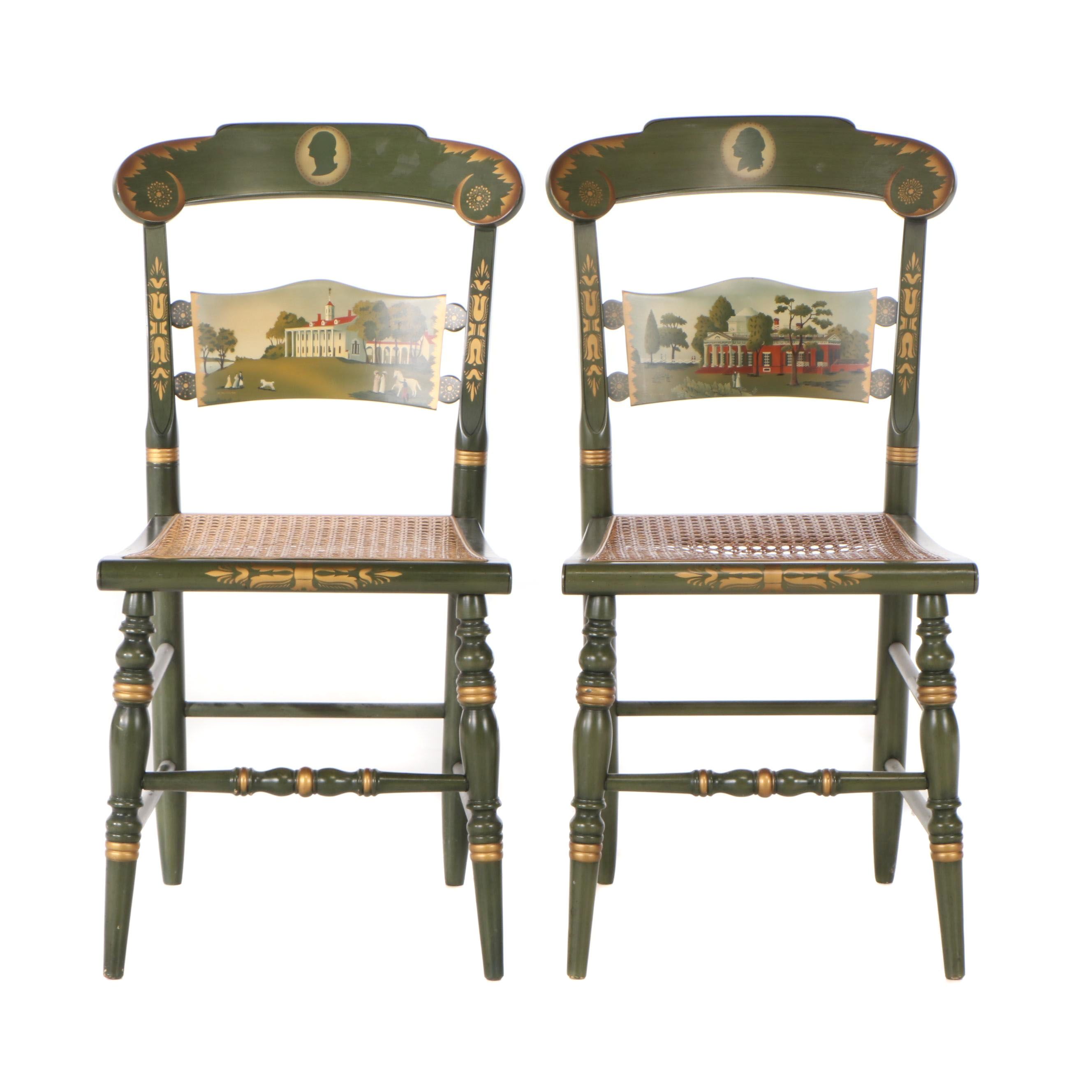 Marshall Field's Pair of Stenciled Hitchcock Side Chairs, 1970s