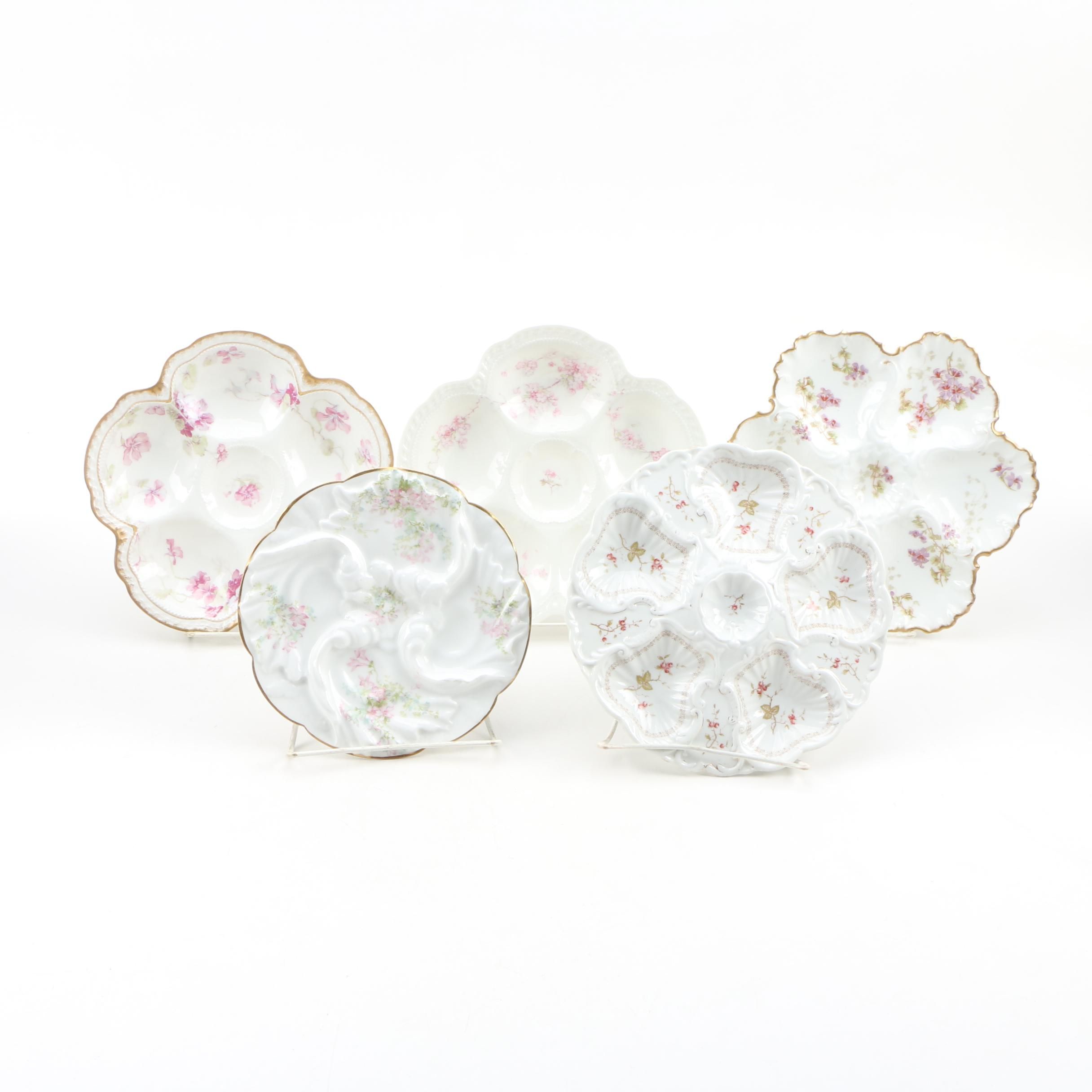 Haviland Porcelain Oyster Plates and Marx & Gutherz Porcelain Oyster Plate