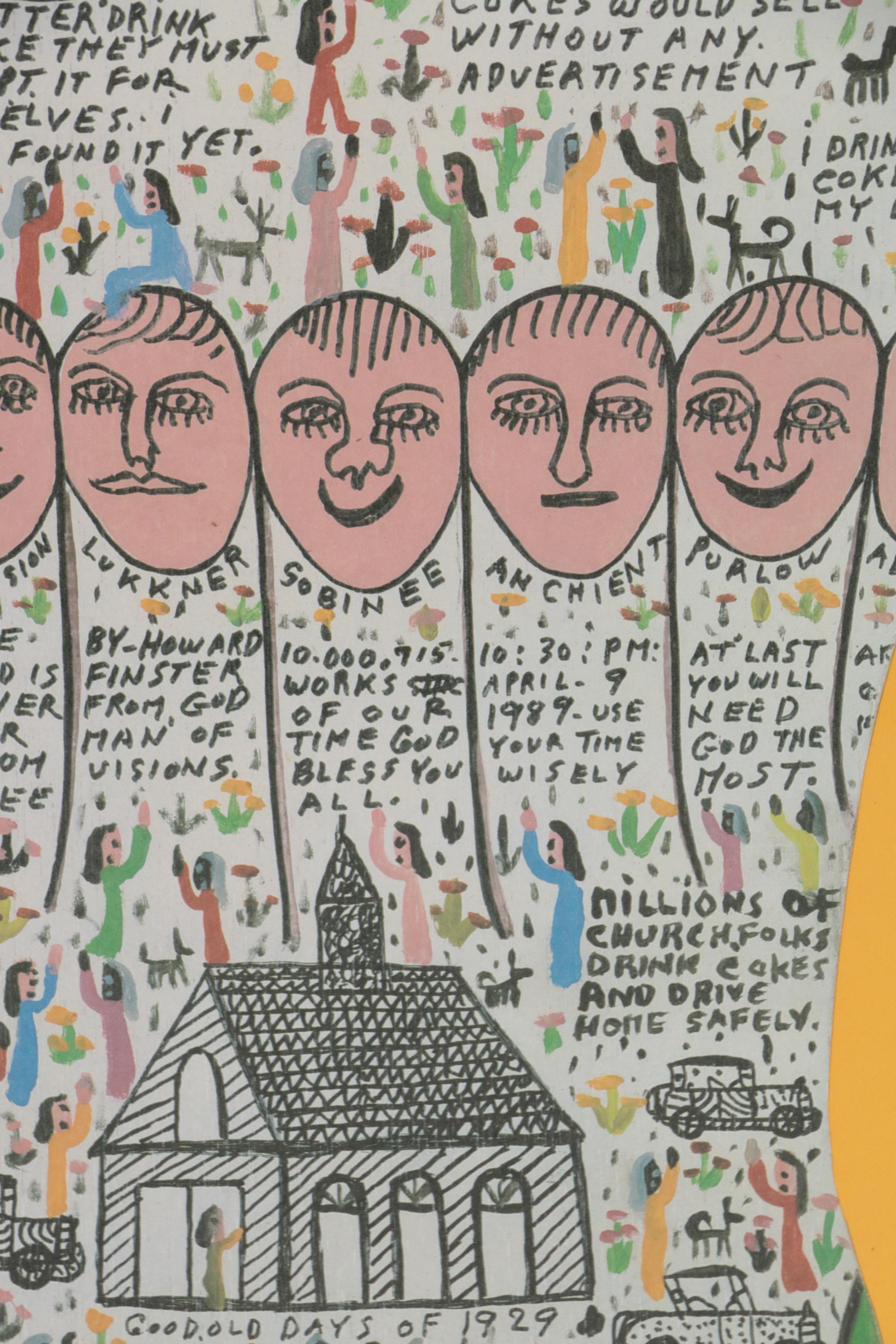 Howard Finster Offset Lithograph "Mr. Coke", 1989