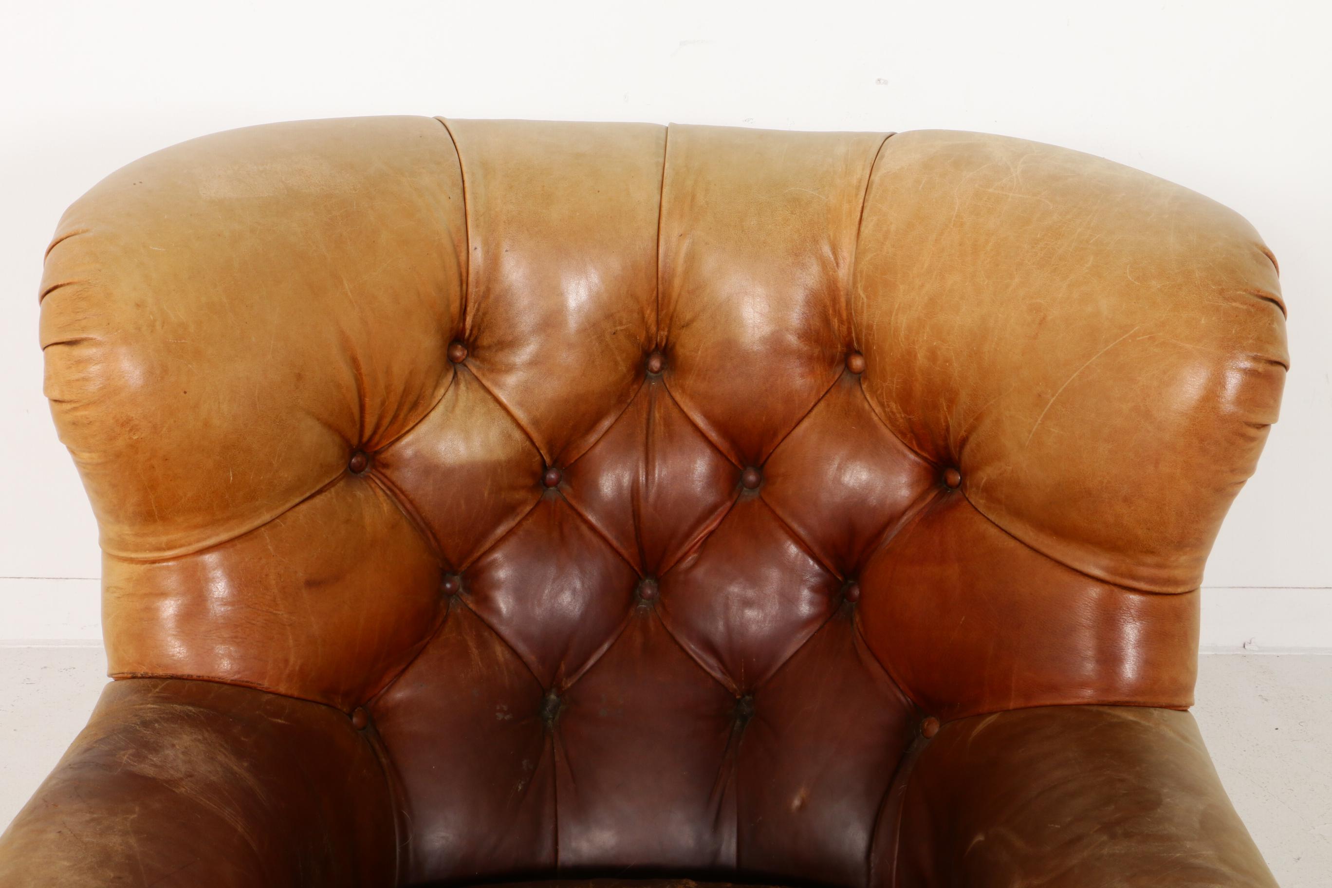 Ralph Lauren Nailhead Tufted Back Leather Club Chair
