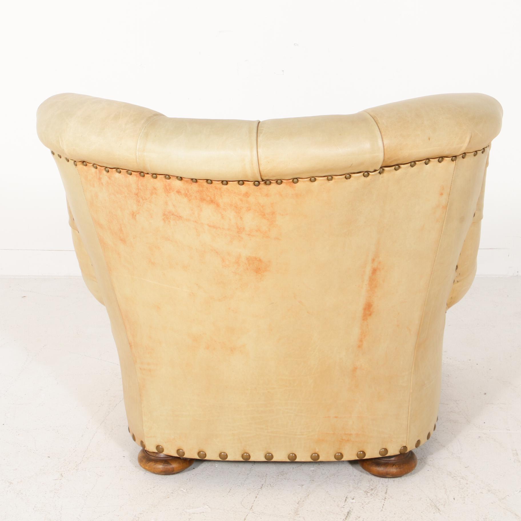 Ralph Lauren Nailhead Tufted Back Leather Club Chair