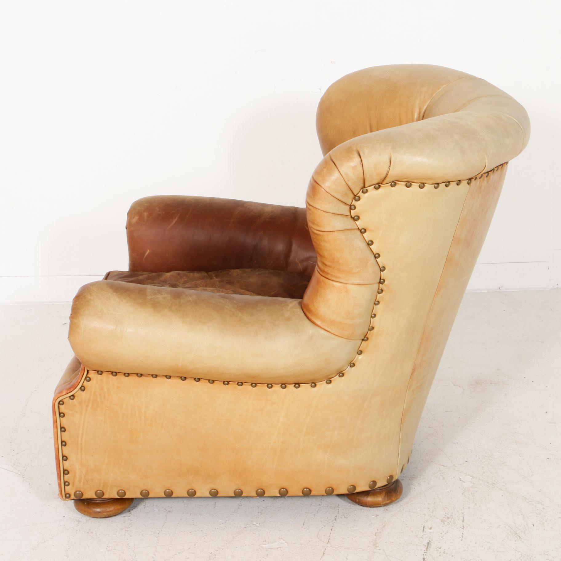 Ralph Lauren Nailhead Tufted Back Leather Club Chair
