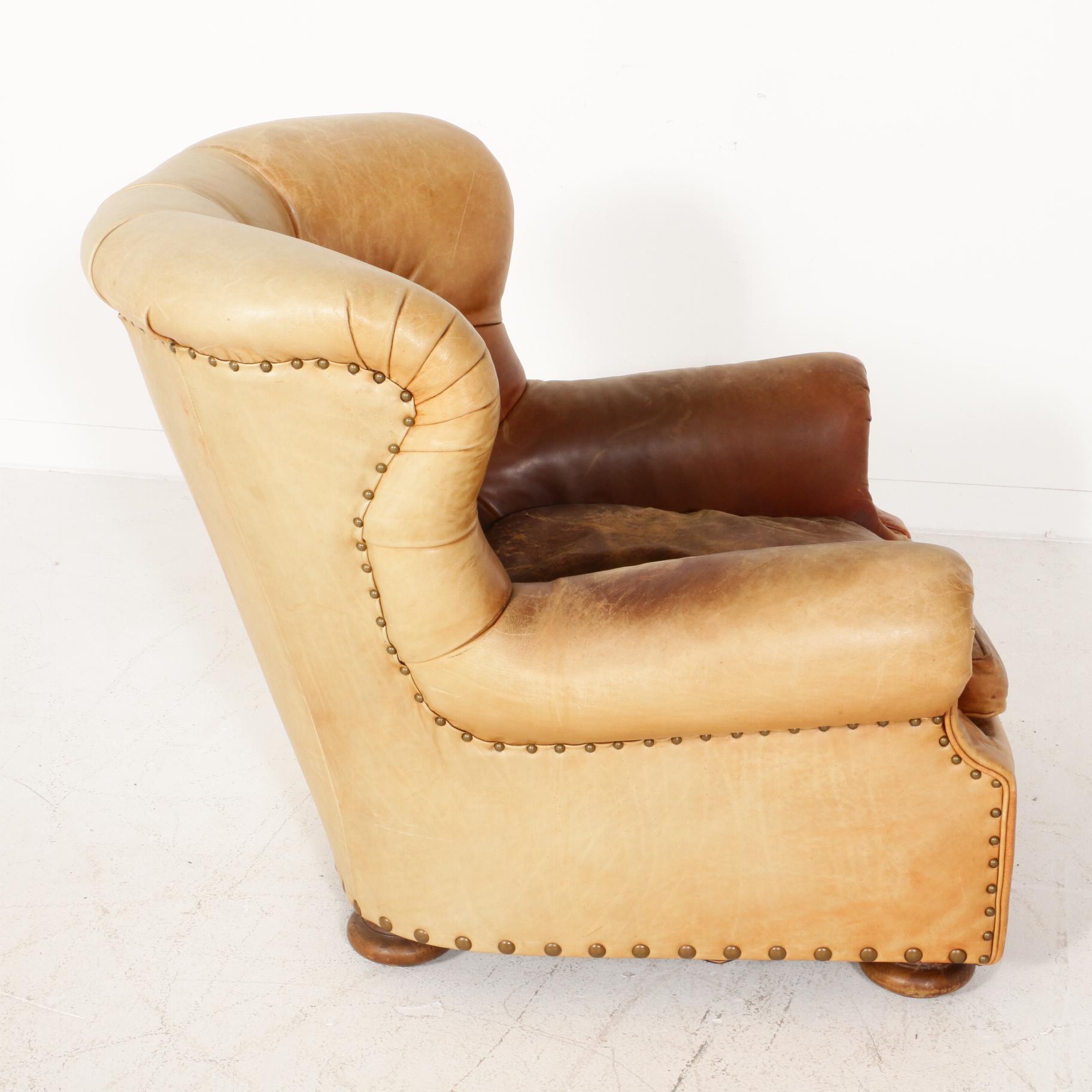 Ralph Lauren Nailhead Tufted Back Leather Club Chair