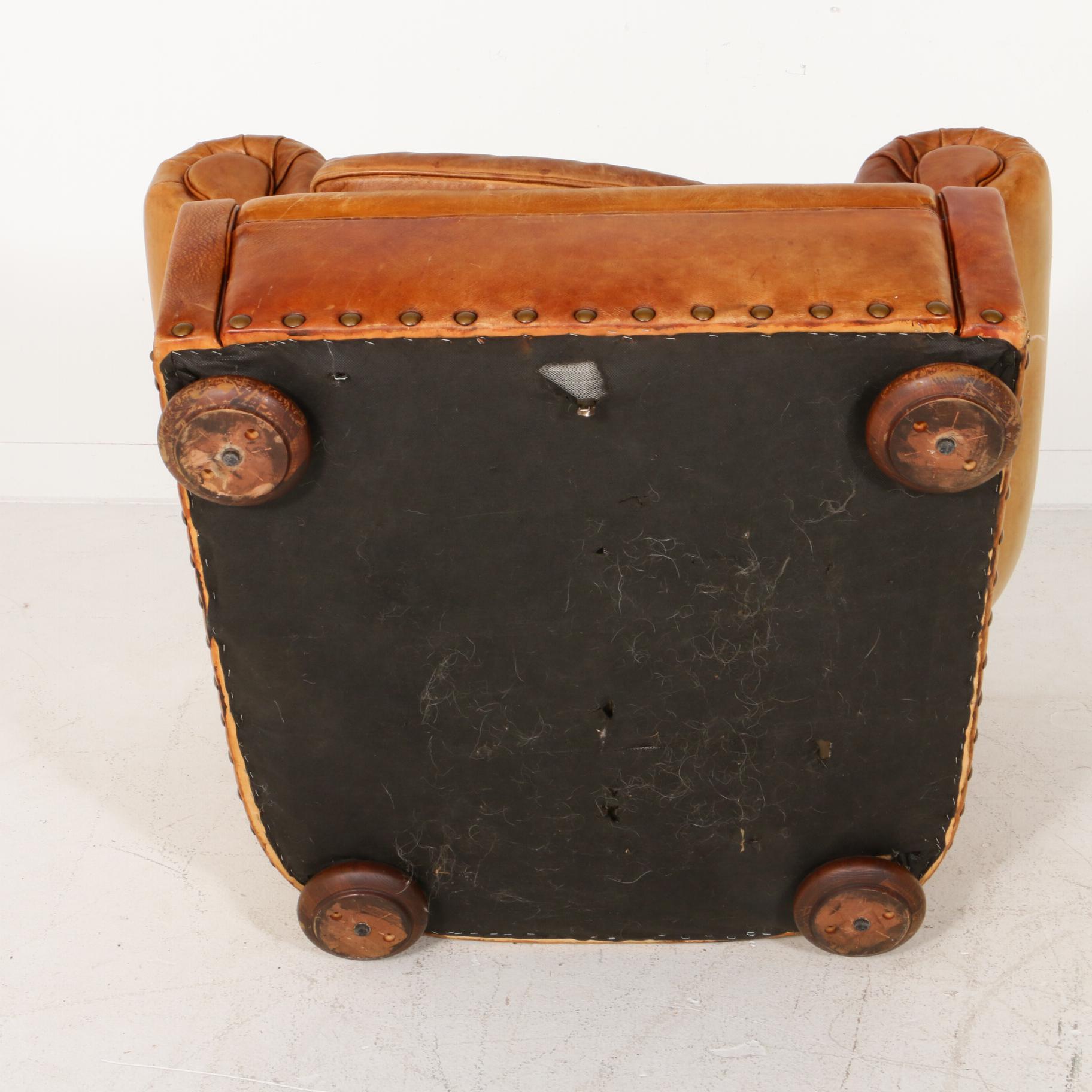 Ralph Lauren Nailhead Tufted Back Leather Club Chair