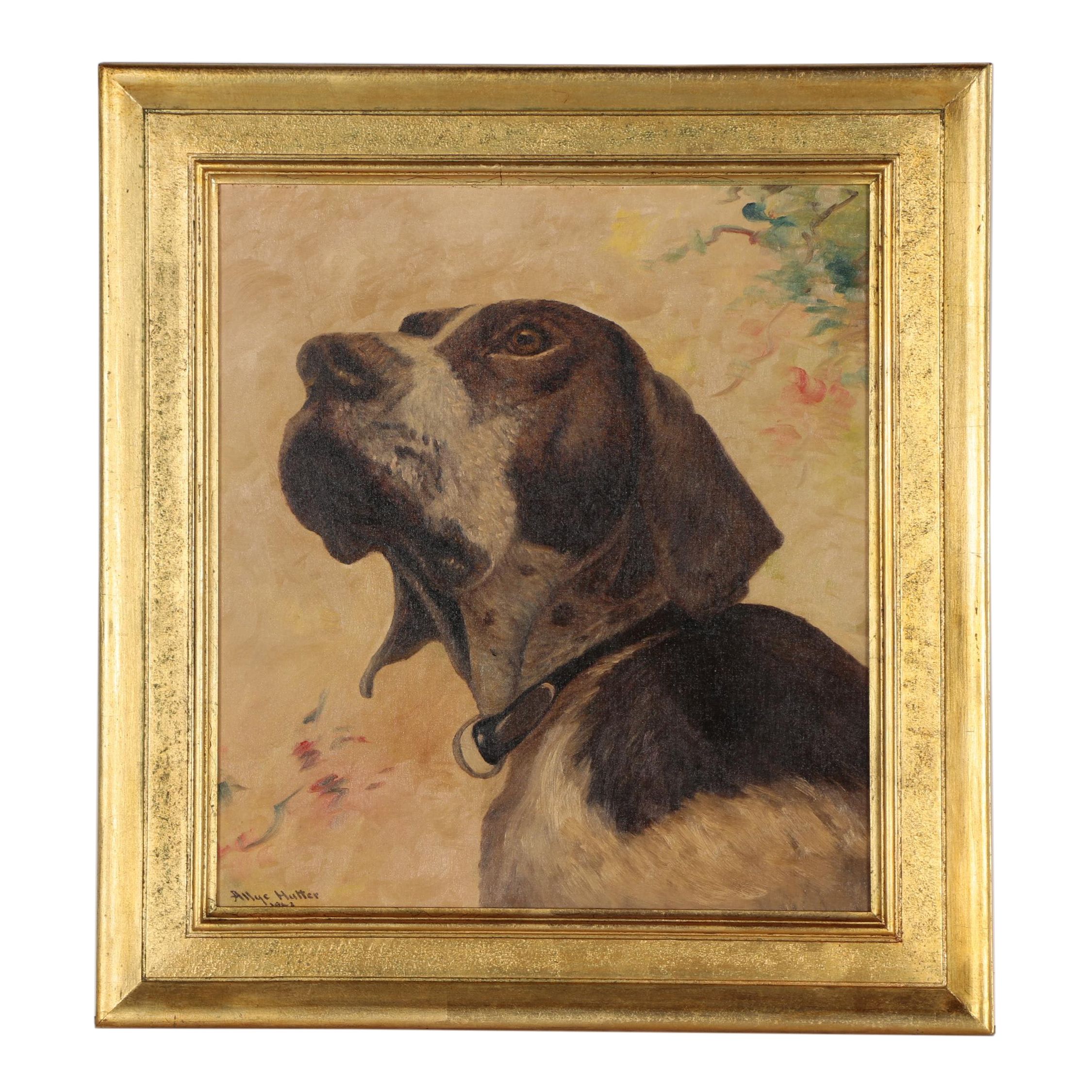 Allye Hutter Dog Portrait Oil Painting, 1943
