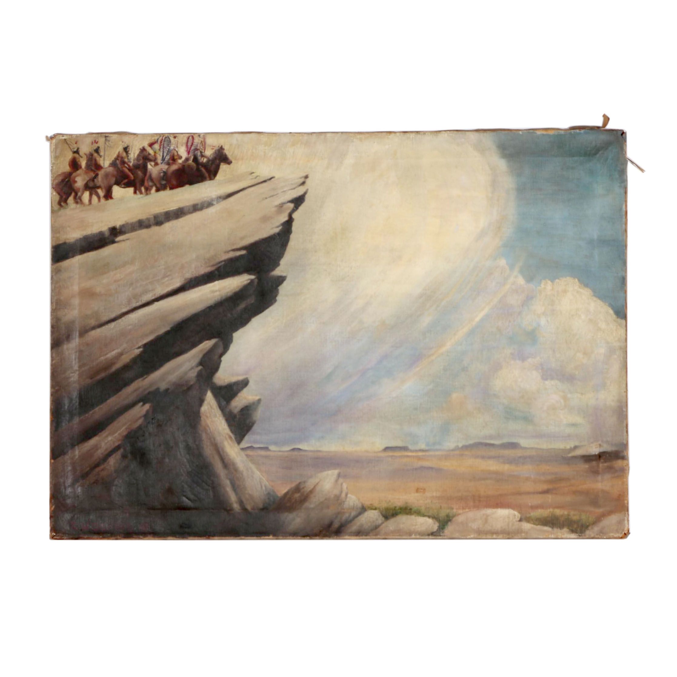 Edwin Willard Deming Western Oil Painting of Figural Landscape