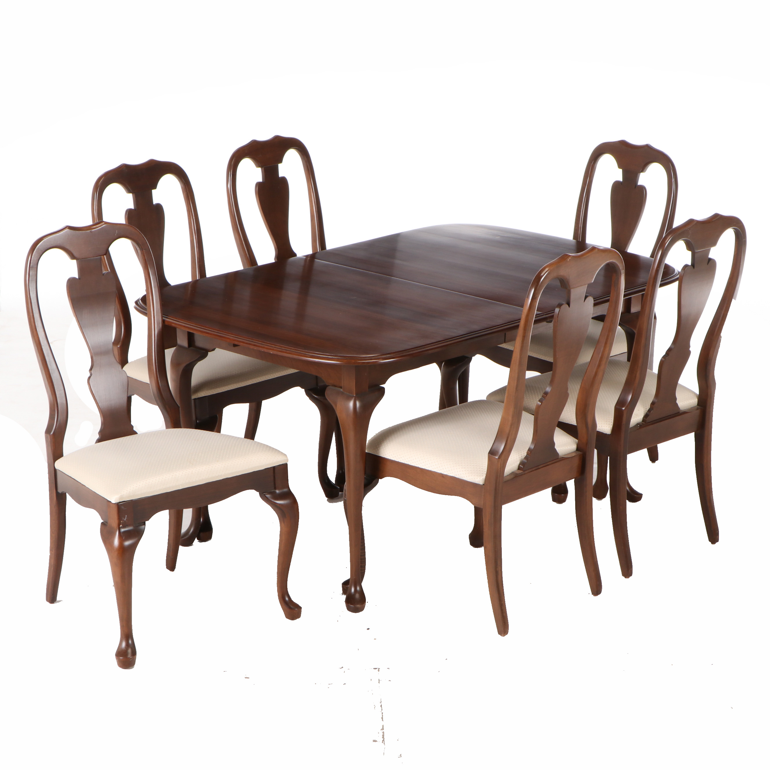 Crawford, Seven-Piece Queen Anne Style Cherry and Cherry-Stained Dining Set
