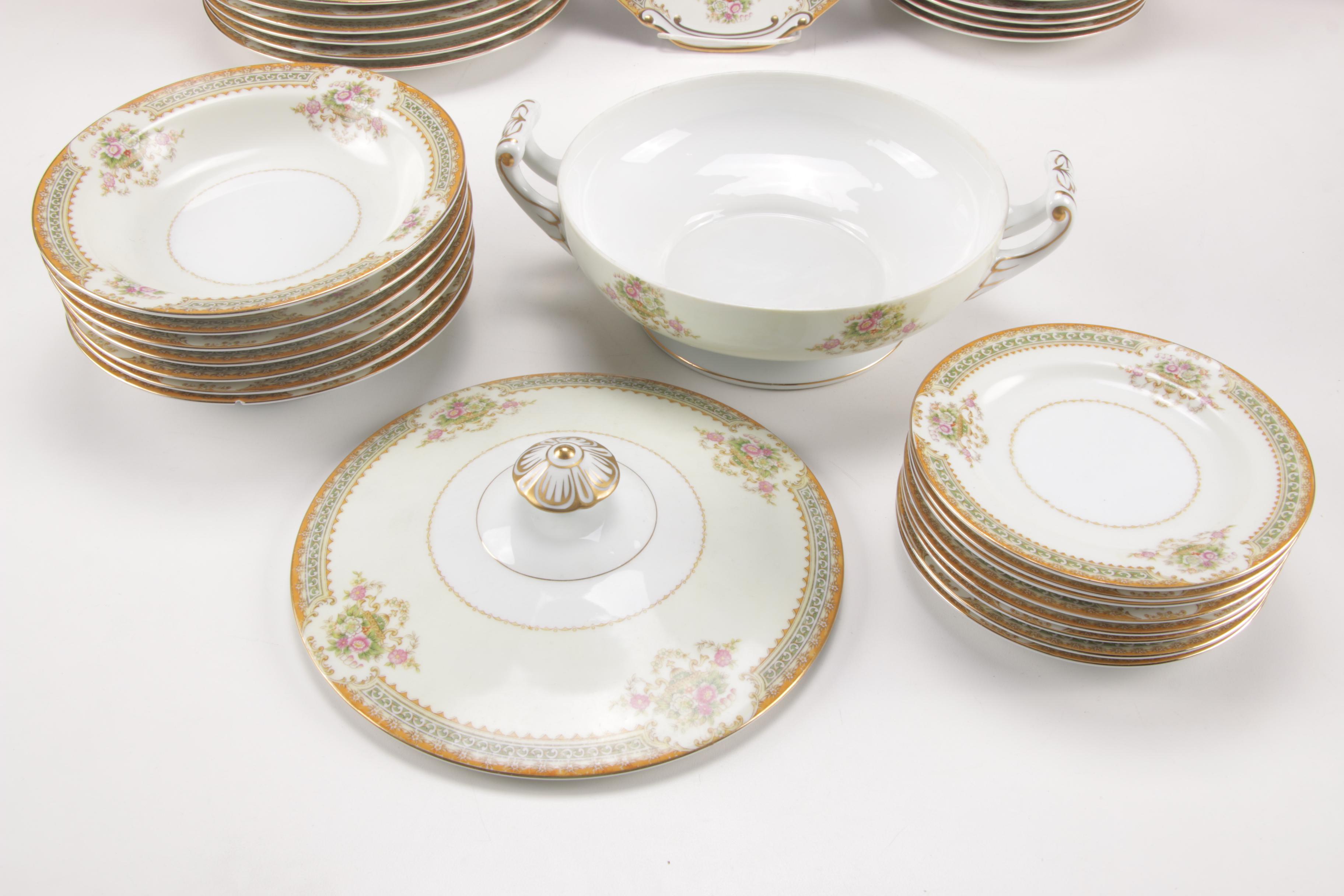 Adline China Porcelain Dinnerware Set, 1940s
