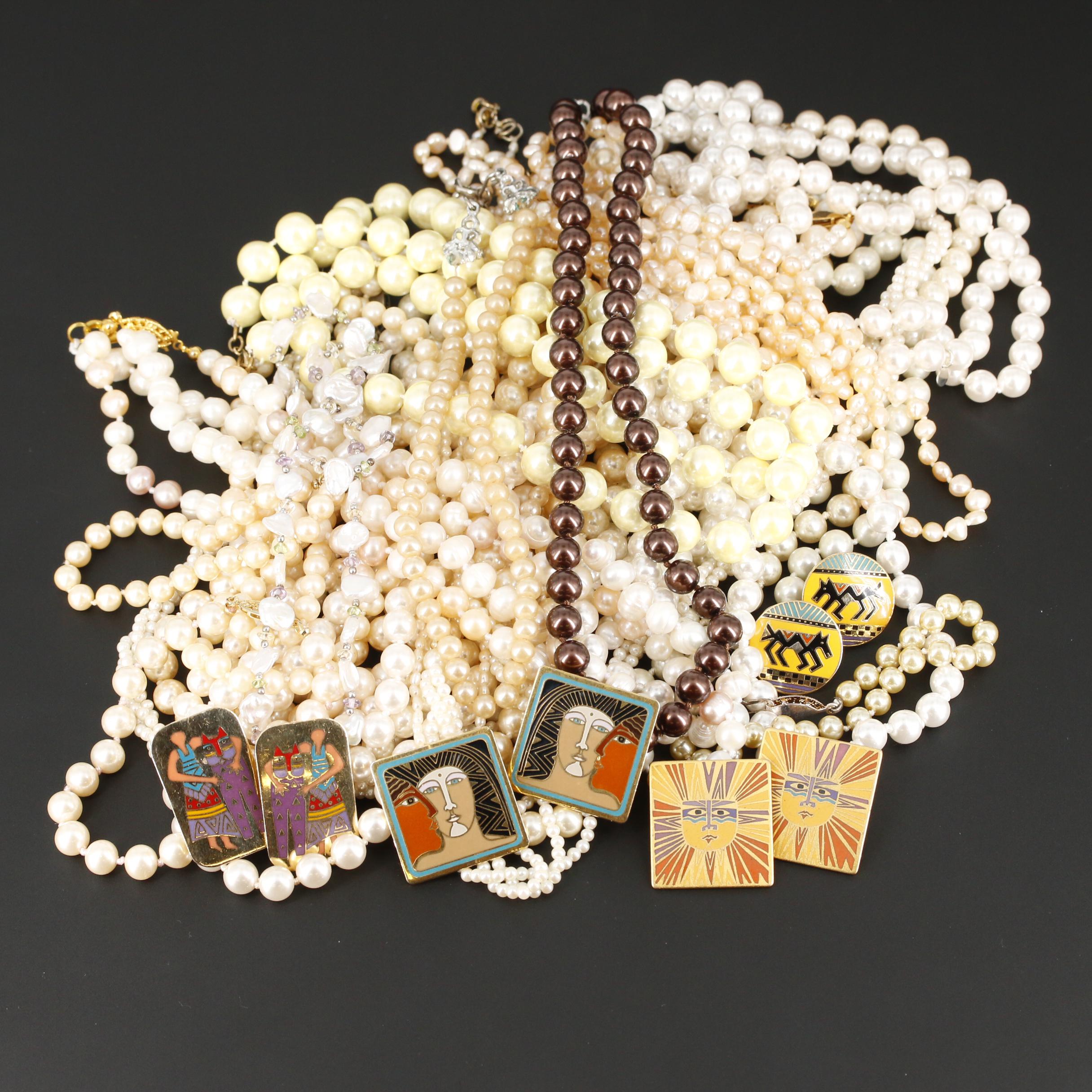 Assorted Gemstone Jewelry Including Beaded Necklaces and Sterling Silver