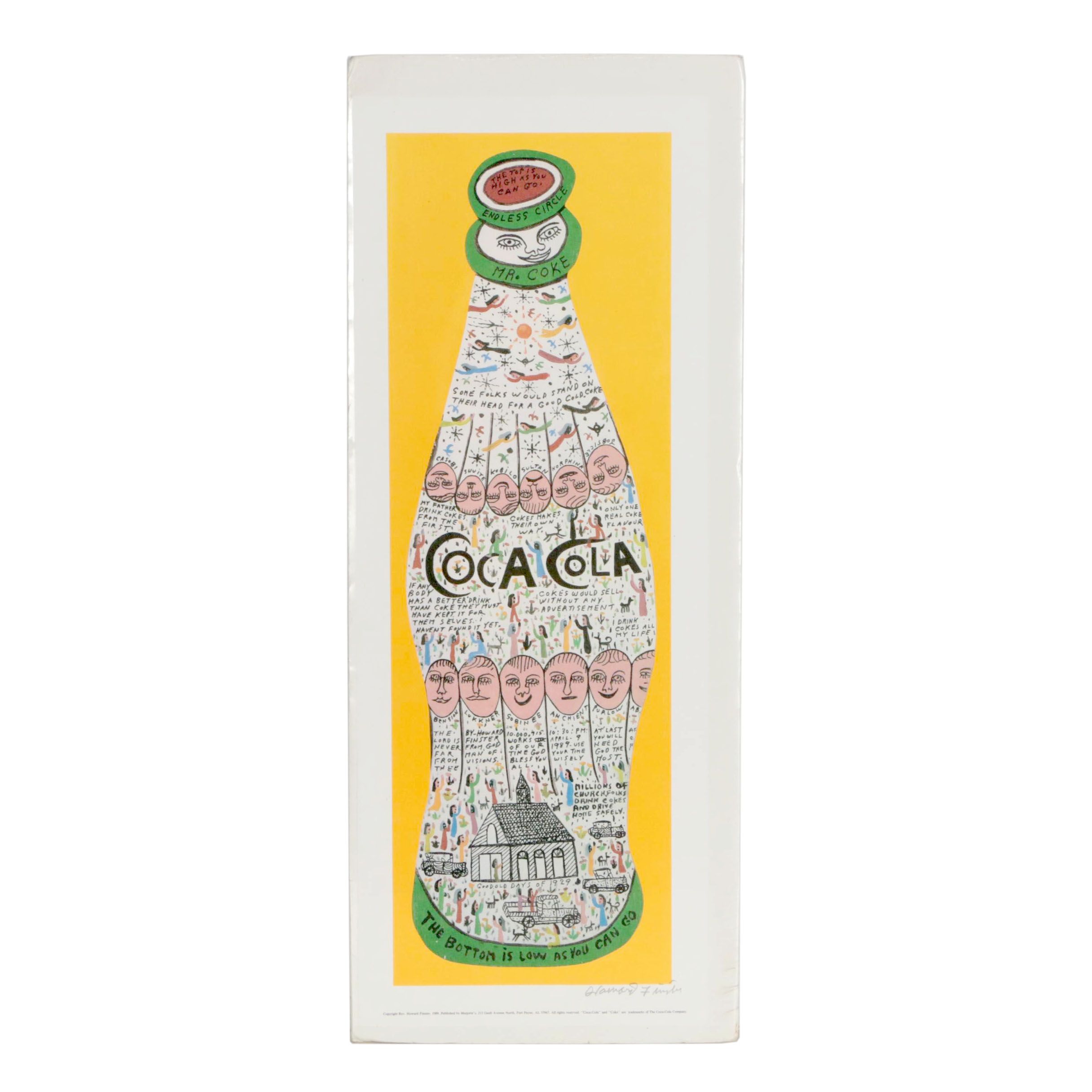 Howard Finster Offset Lithograph "Mr. Coke", 1989