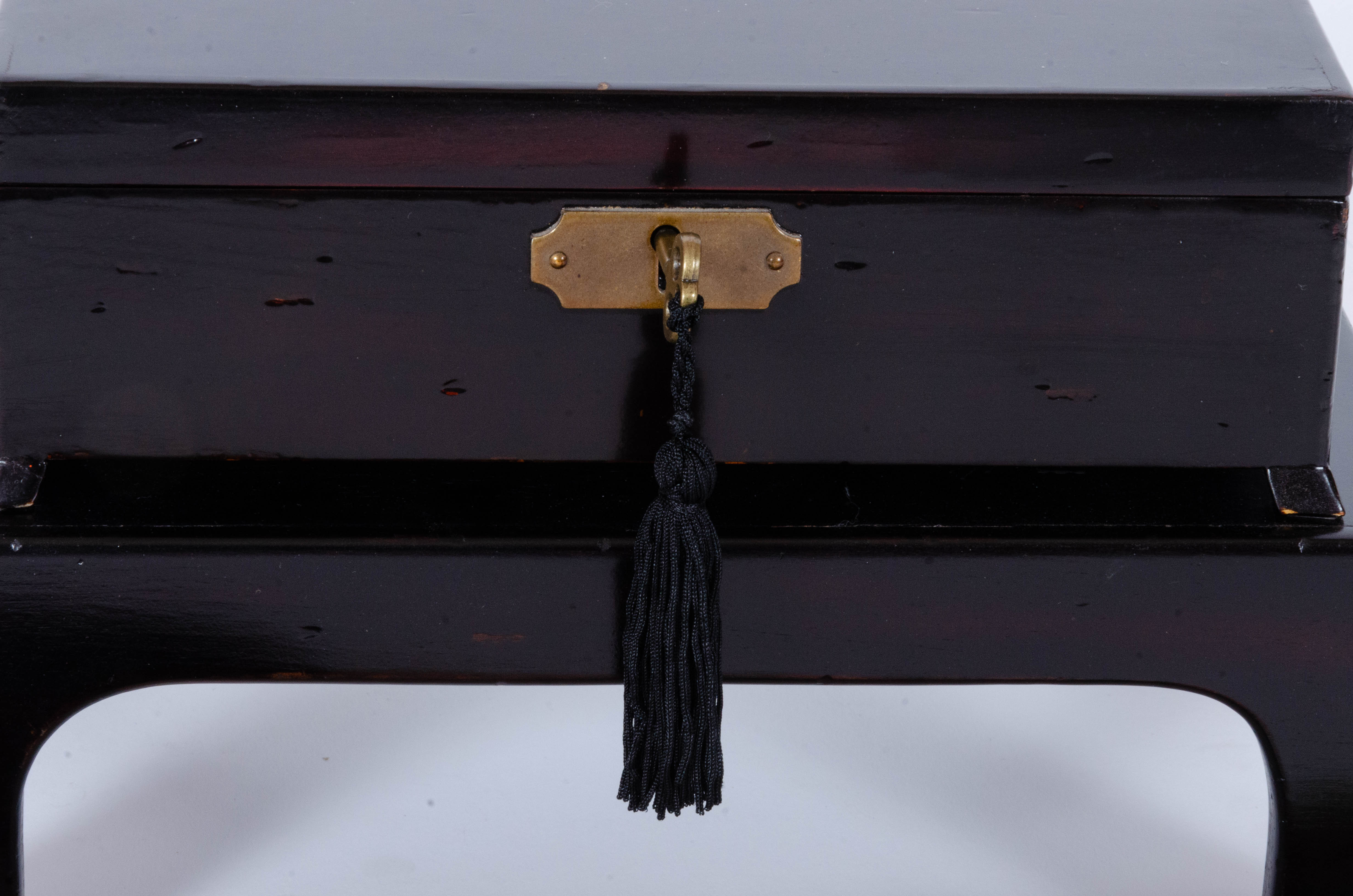 Pottery Barn "Emmett Collection" Jewelry Box with Chinese Calligraphy Brush