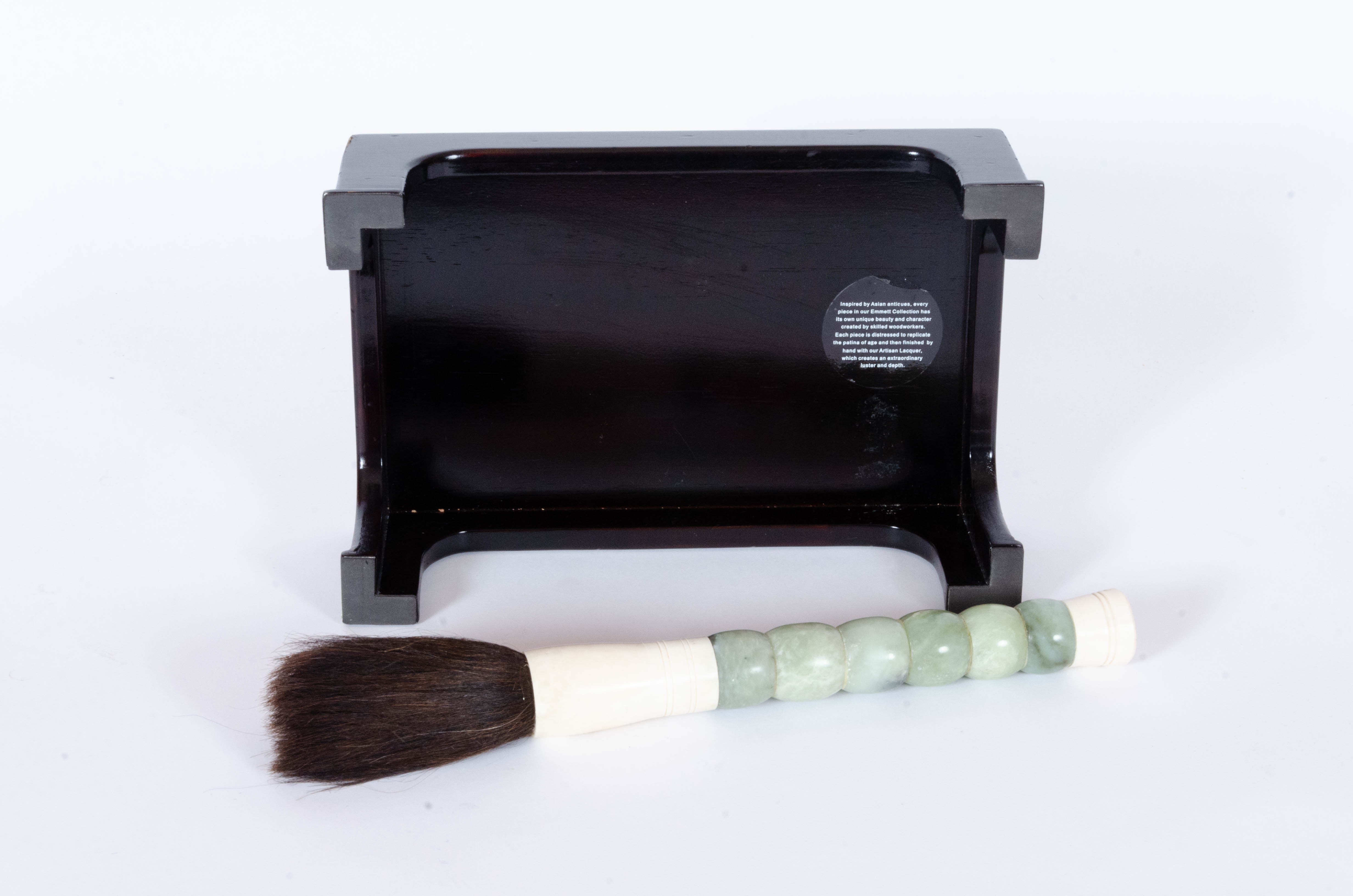 Pottery Barn "Emmett Collection" Jewelry Box with Chinese Calligraphy Brush