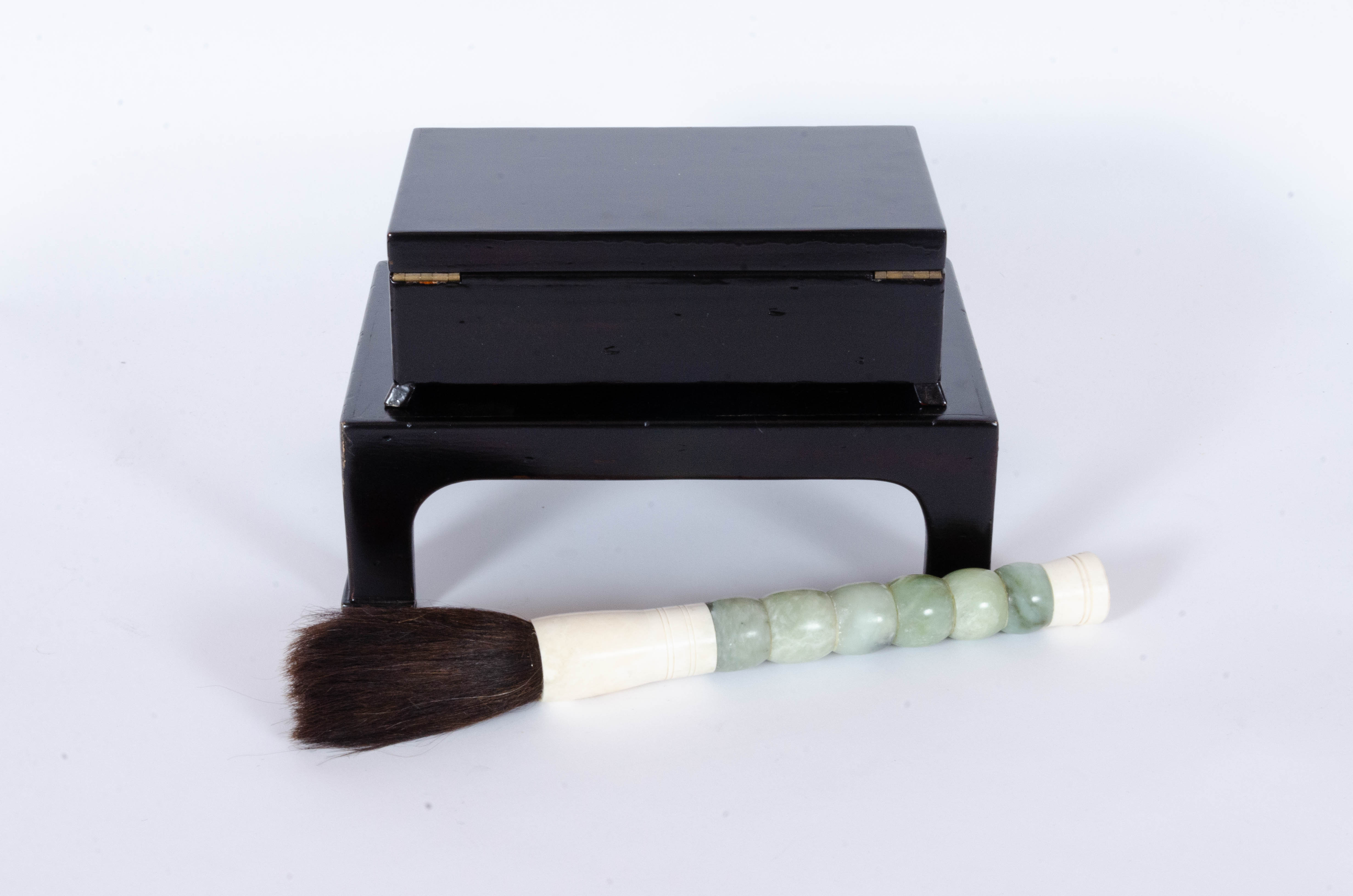 Pottery Barn "Emmett Collection" Jewelry Box with Chinese Calligraphy Brush