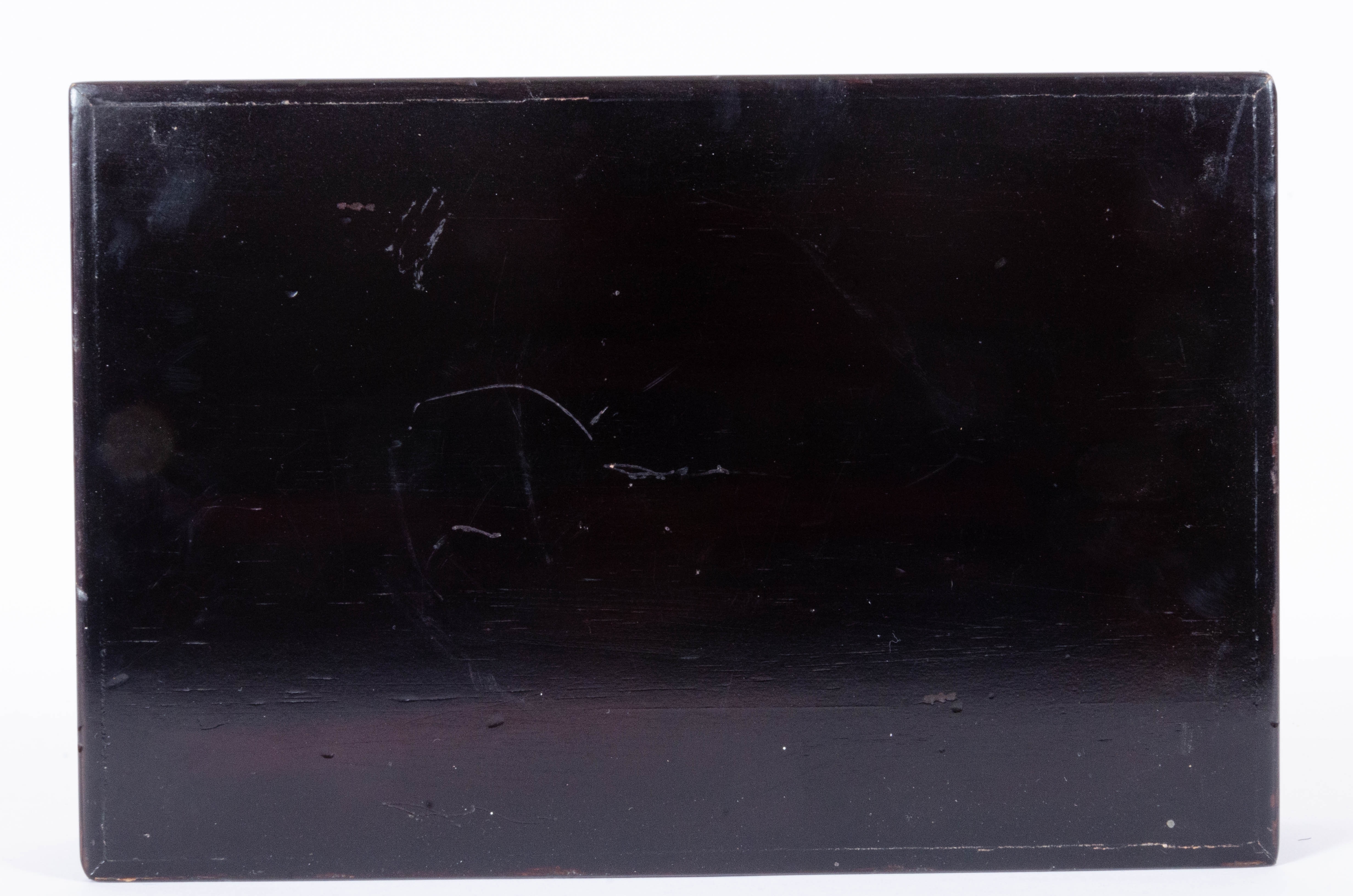 Pottery Barn "Emmett Collection" Jewelry Box with Chinese Calligraphy Brush