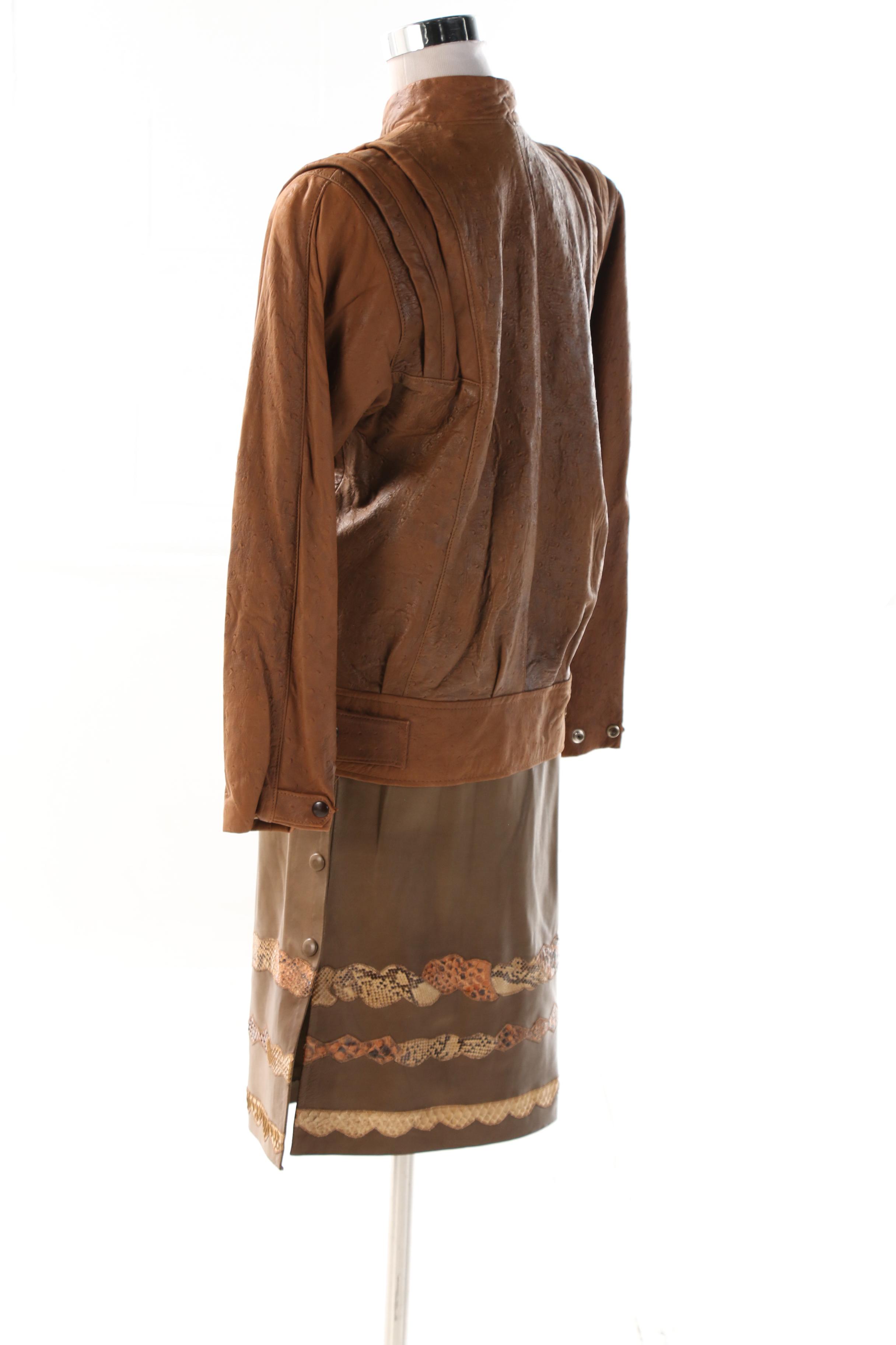 Continental Leather Fashions Jacket and Marie Leavell Leather and Python Skirt