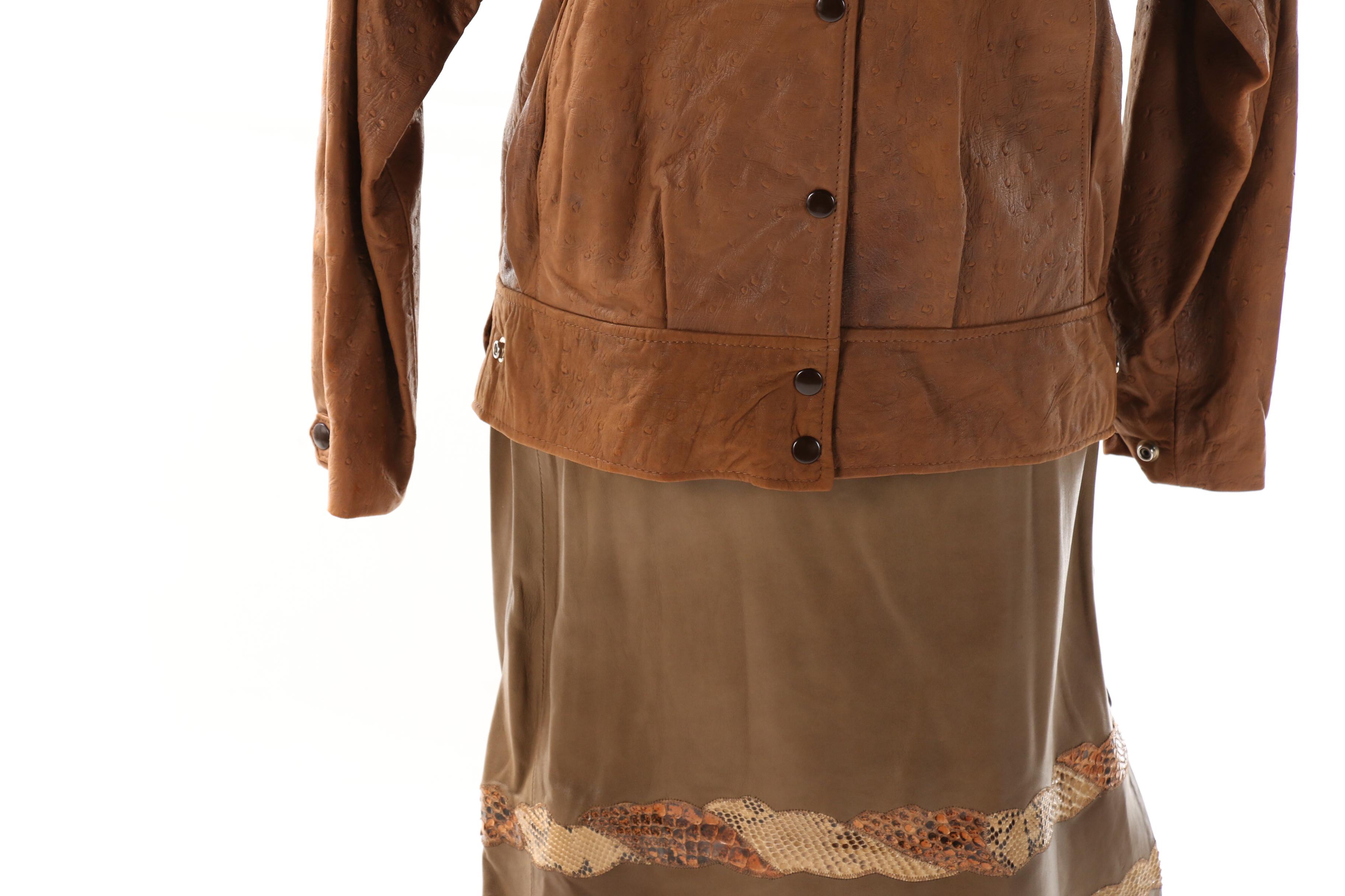 Continental Leather Fashions Jacket and Marie Leavell Leather and Python Skirt