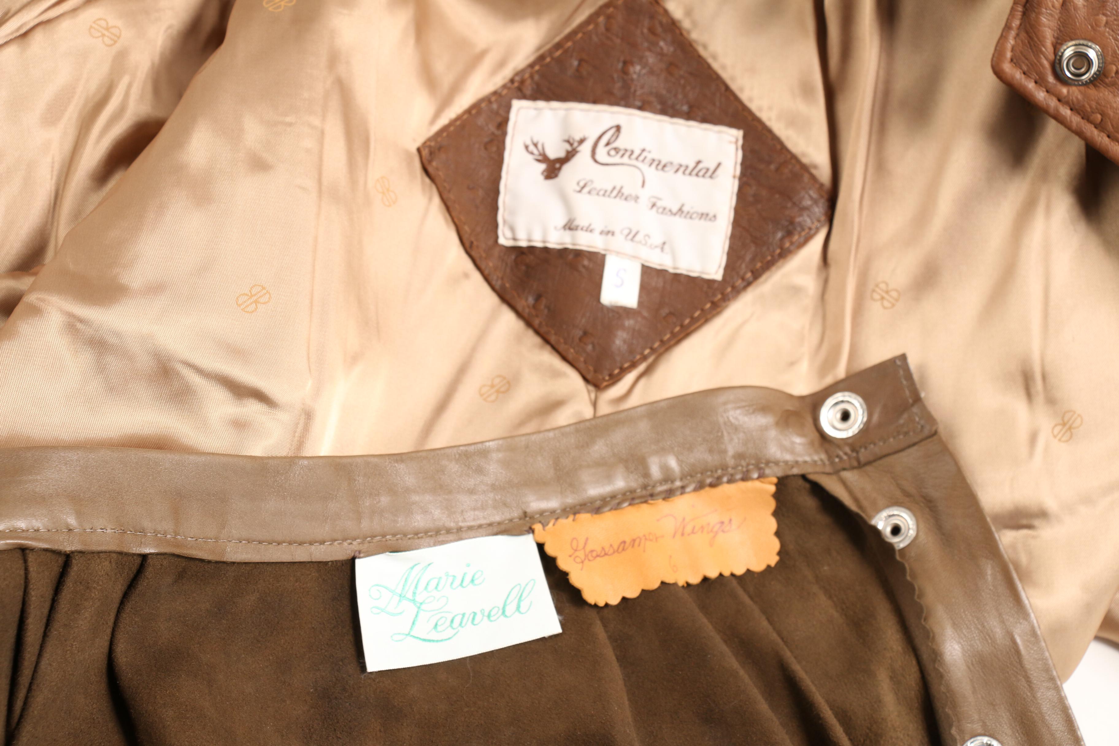 Continental Leather Fashions Jacket and Marie Leavell Leather and Python Skirt