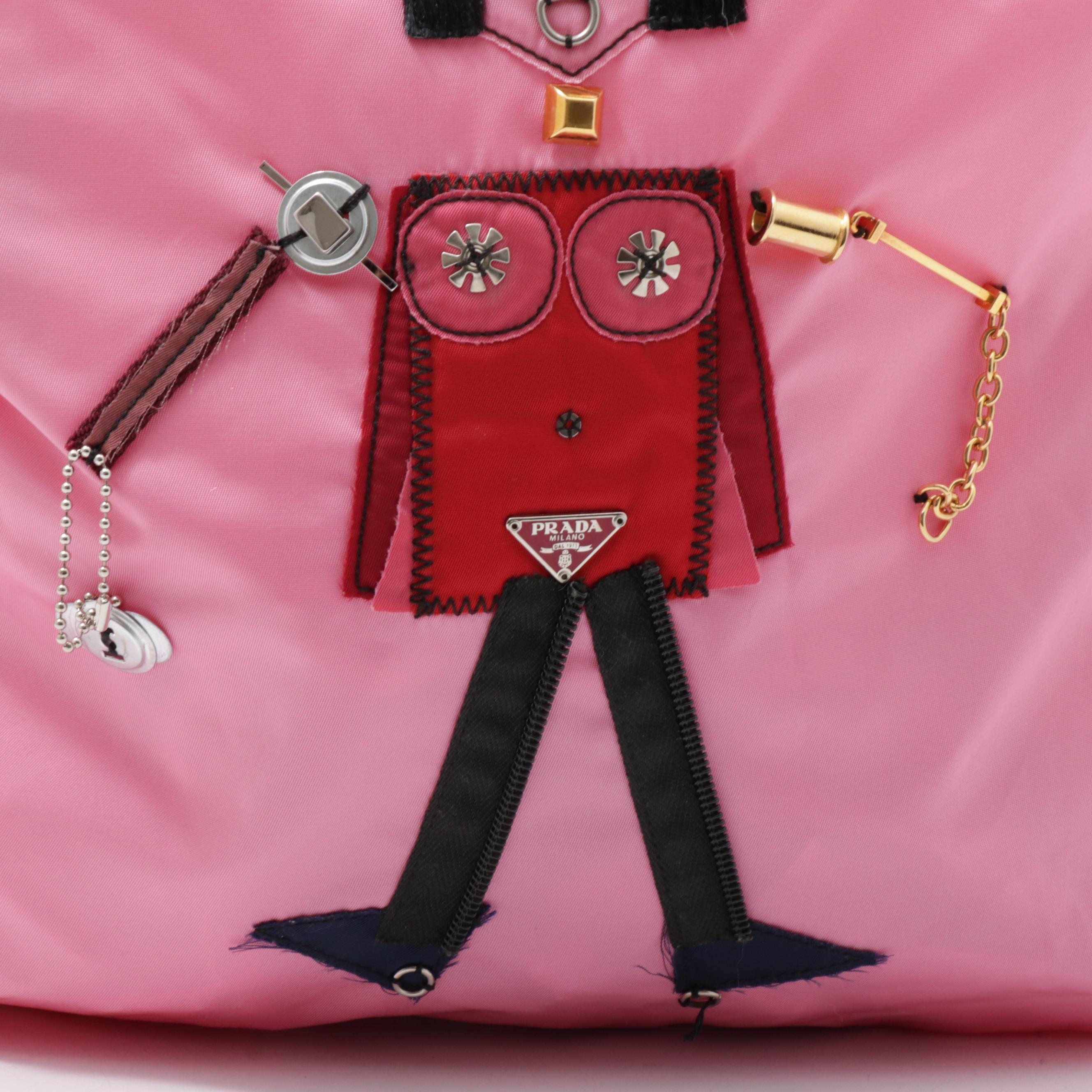 Prada Begonia Pink Tessuto Nylon Robot Shopping Tote Bag