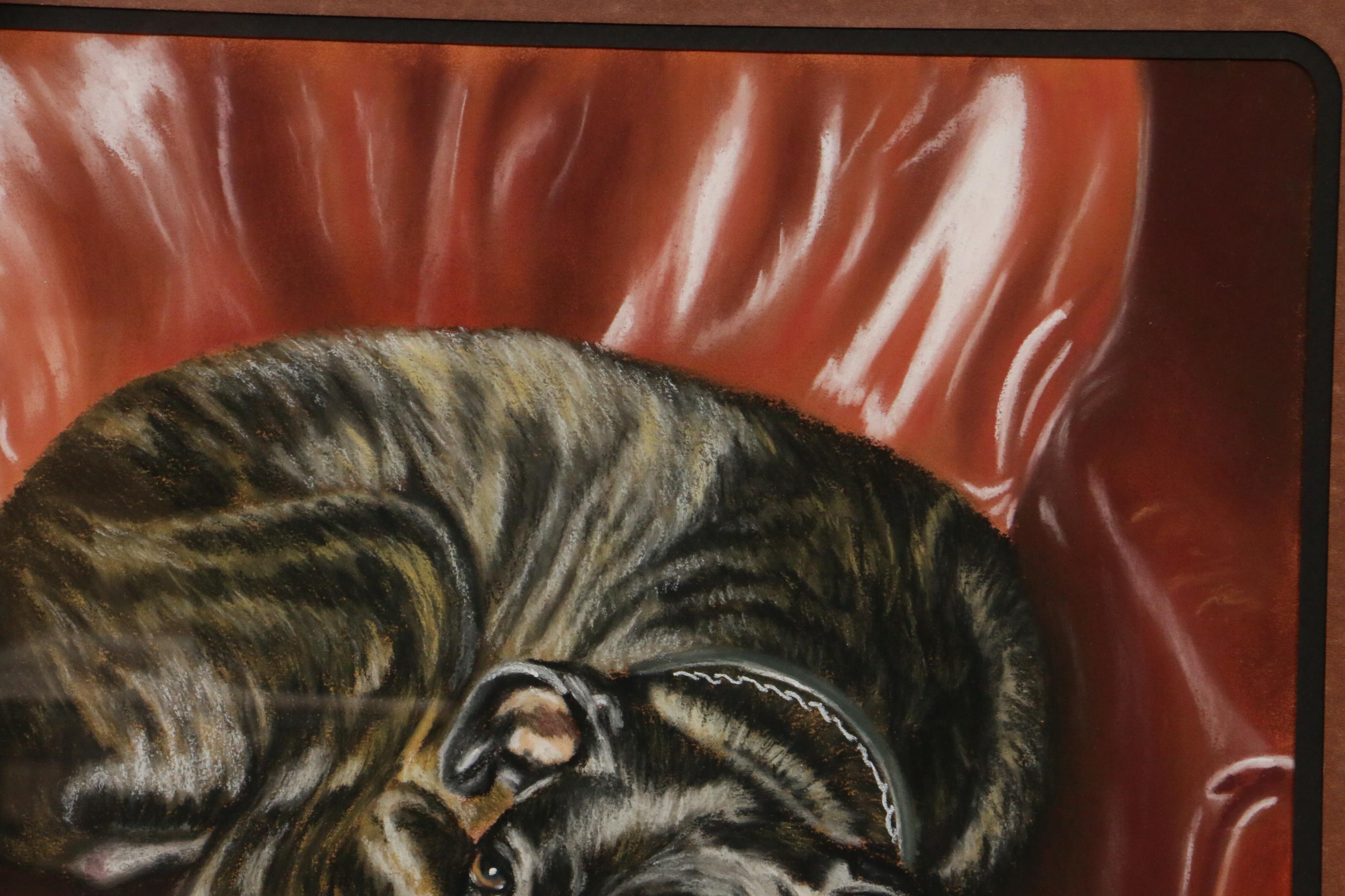 Gilly Huber Pastel Drawing of Dog on Chair, 2001
