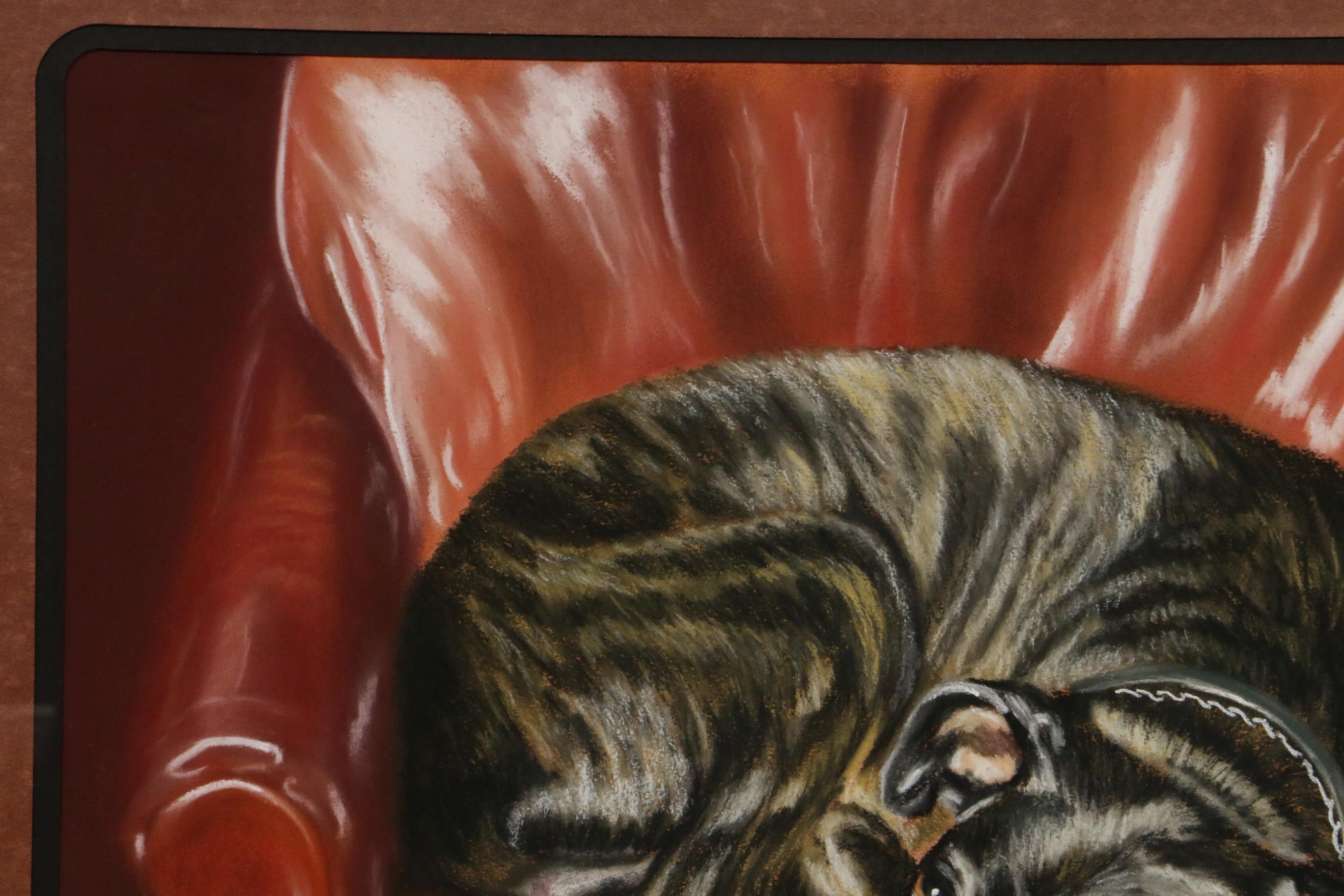 Gilly Huber Pastel Drawing of Dog on Chair, 2001