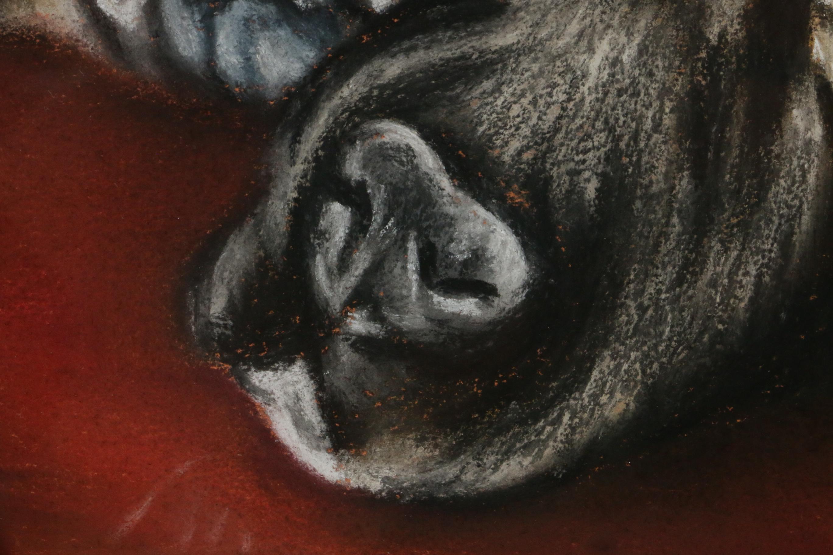 Gilly Huber Pastel Drawing of Dog on Chair, 2001