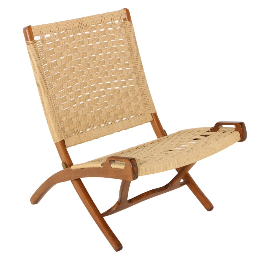 Folding Rope Chair in the Style of Hans Wegner, Mid-20th Century