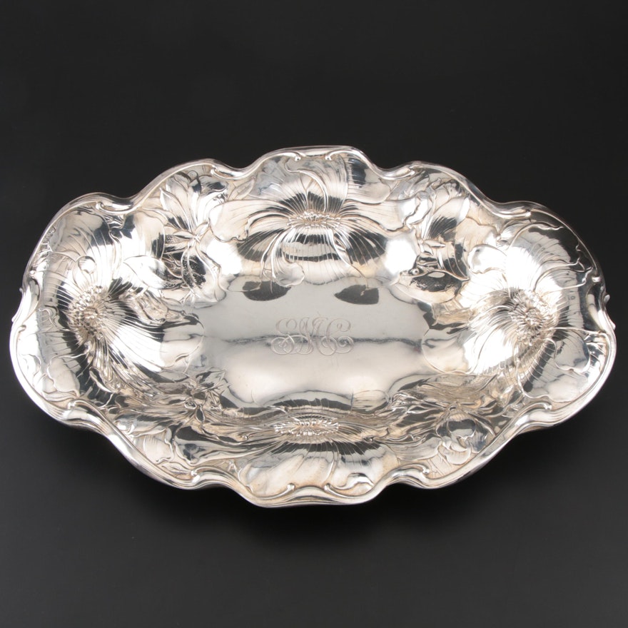 Gorham Art Nouveau Chased Sterling Fruit Tray or Centerpiece, 1902