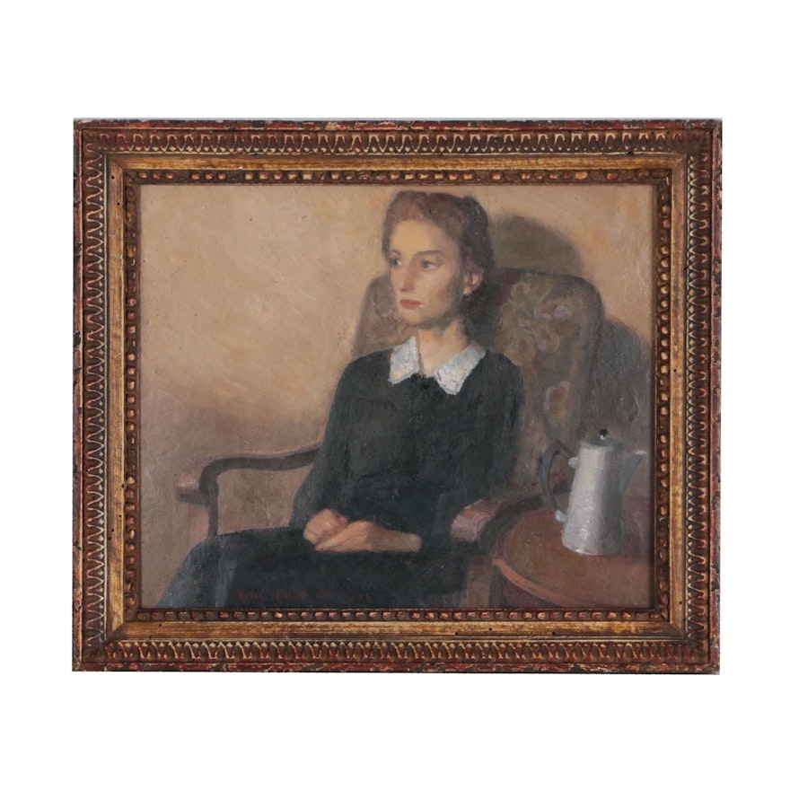 Guy Pène Du Bois Oil Figure Painting of Seated Woman