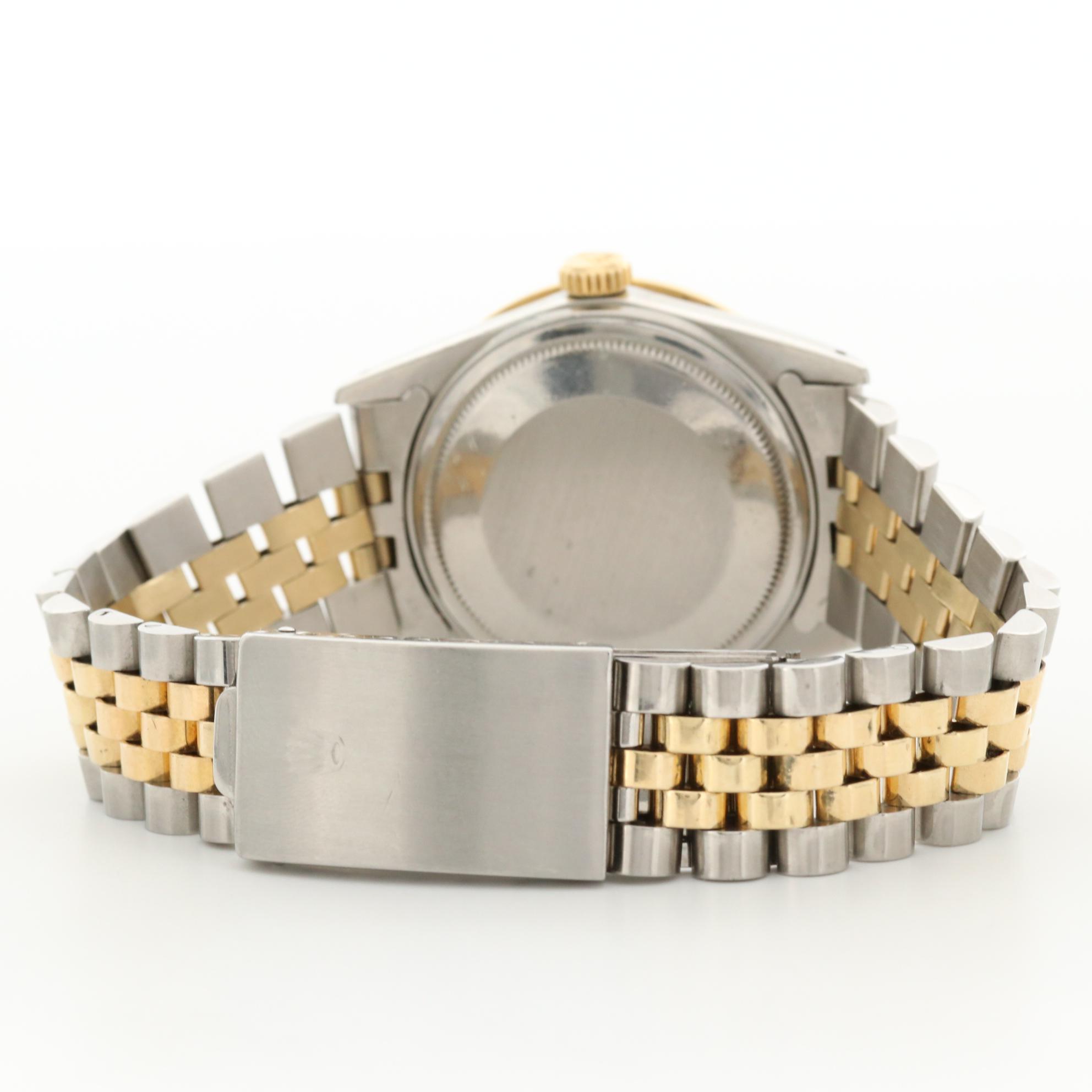 Vintage Rolex Datejust 18K Yellow Gold and Stainless Steel Diamond Watch