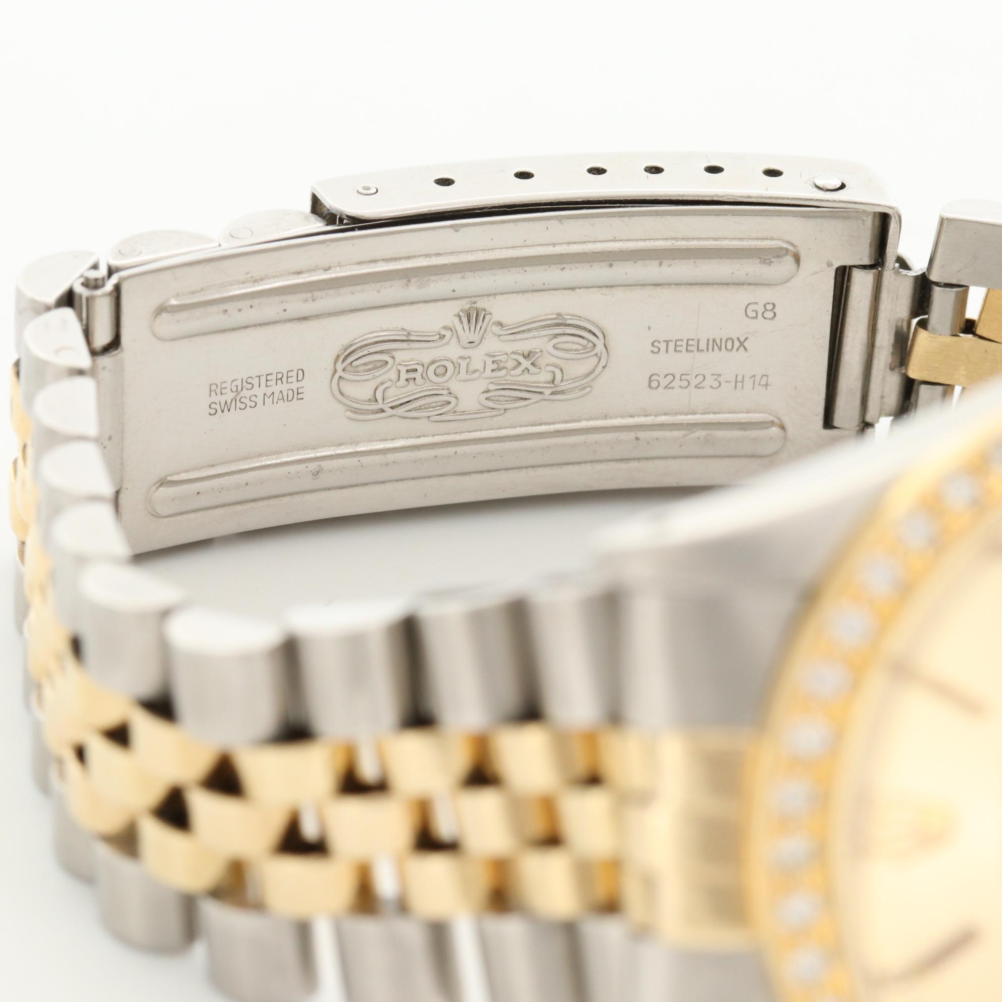 Vintage Rolex Datejust 18K Yellow Gold and Stainless Steel Diamond Watch