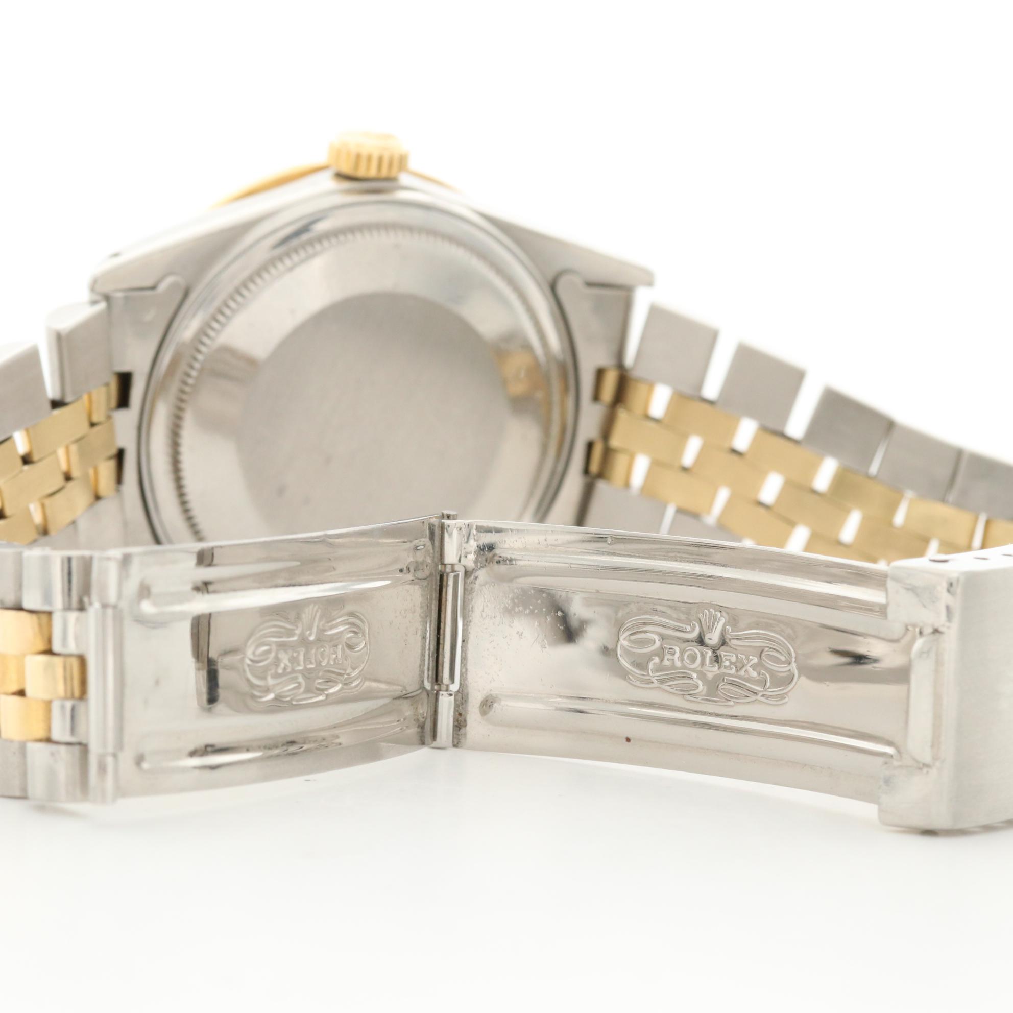 Vintage Rolex Datejust 18K Yellow Gold and Stainless Steel Diamond Watch