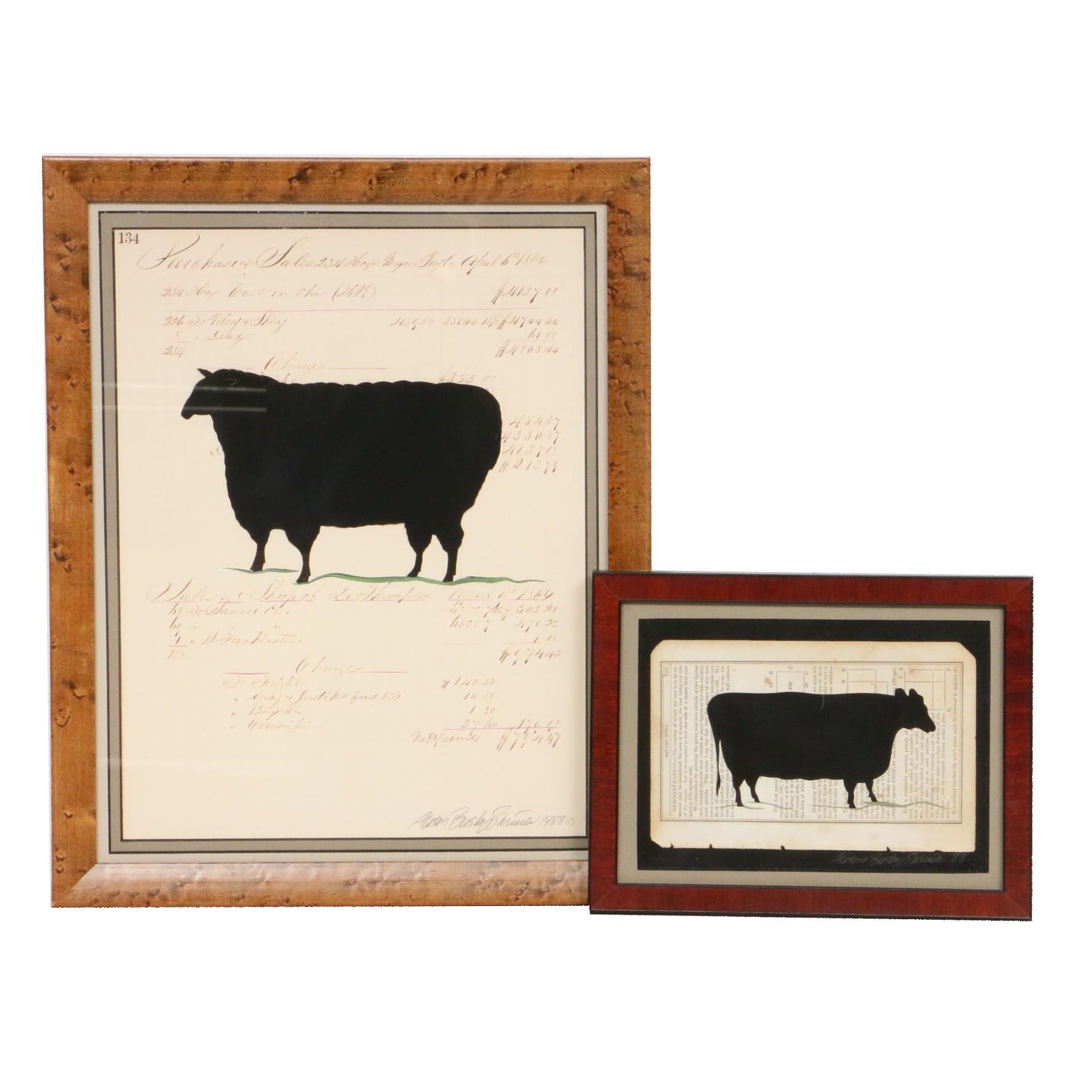 Alison Busby Shriver Farm Animal Mixed Media Silhouette Collages