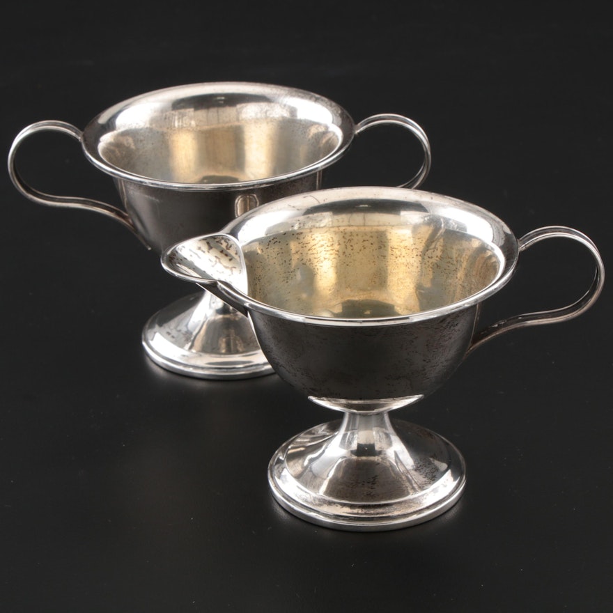 Webster Weighted Sterling Silver Creamer and Sugar Bowl, Early/Mid 20th Century