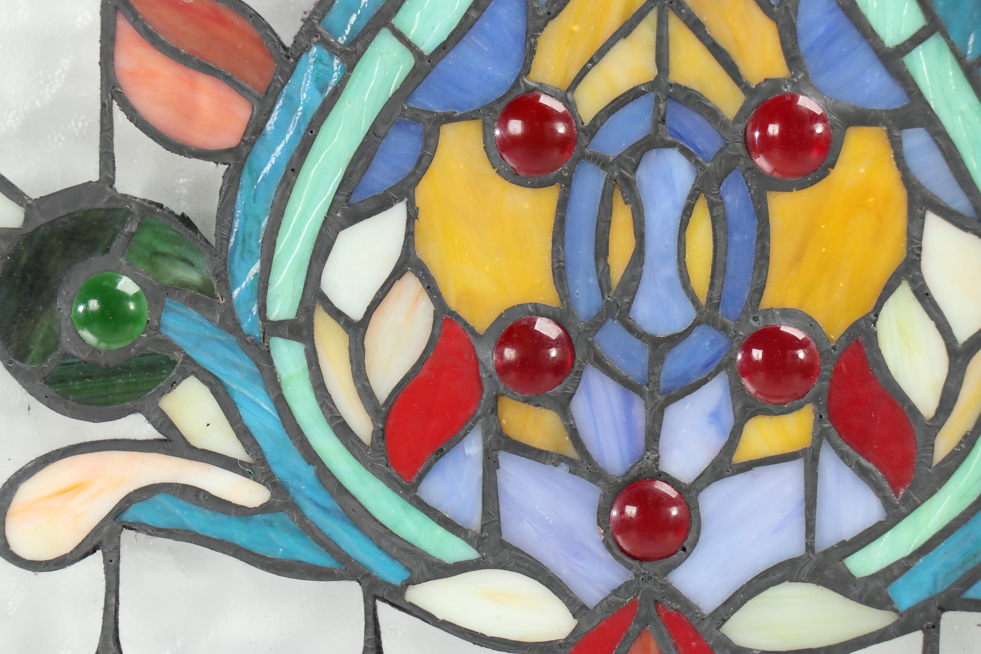 Stained Glass Fleur de Lis Motif Hanging Panel