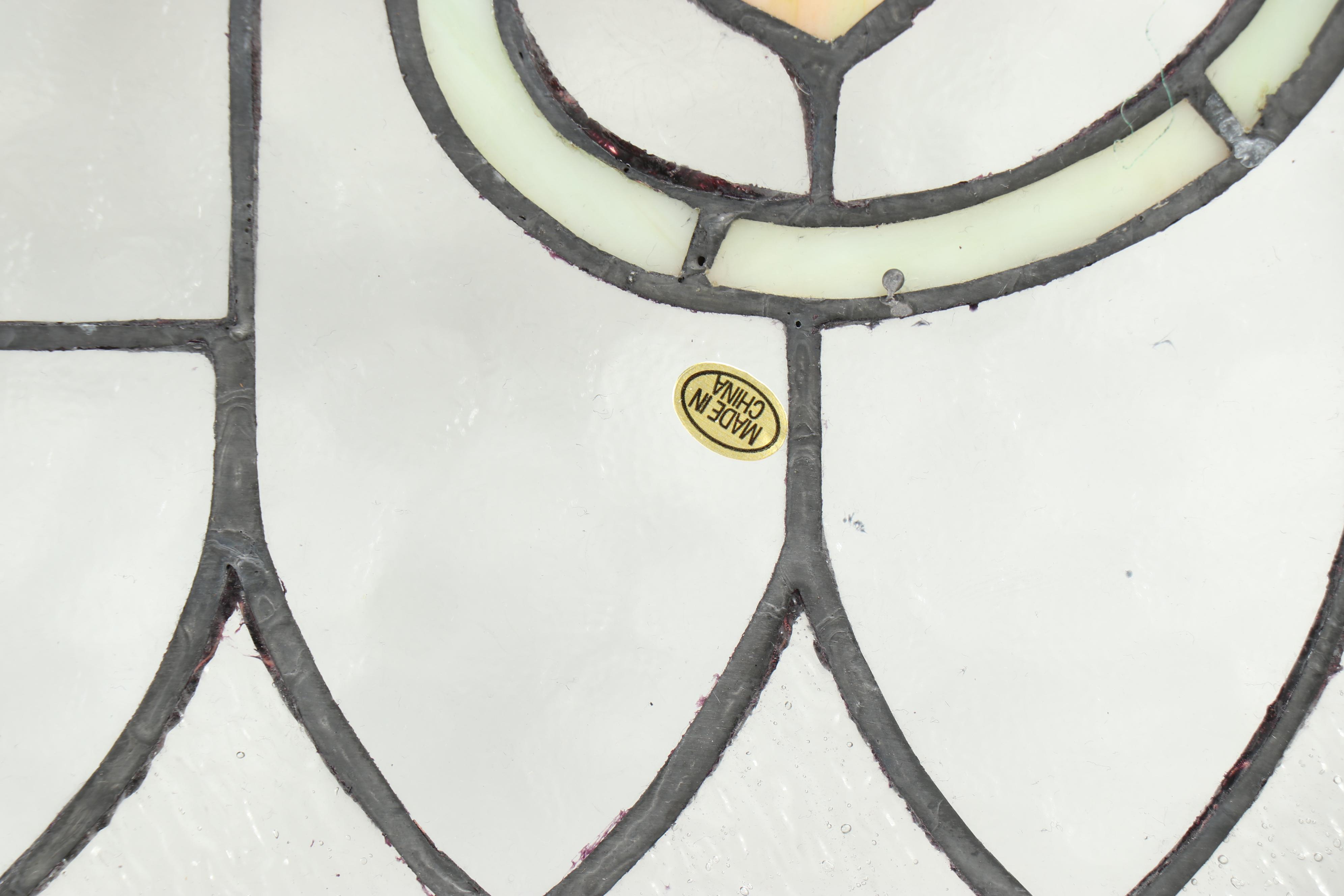 Stained Glass Fleur de Lis Motif Hanging Panel