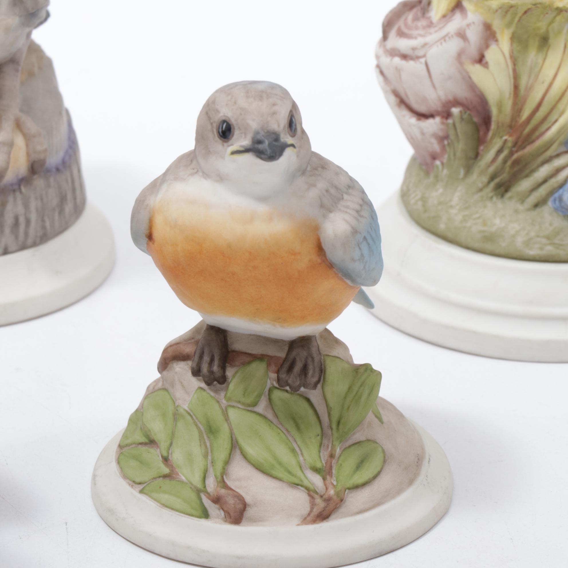 Boehm Baby Blue Bird, Baby Robin, Hedgling Magpie and Other Porcelain Birds