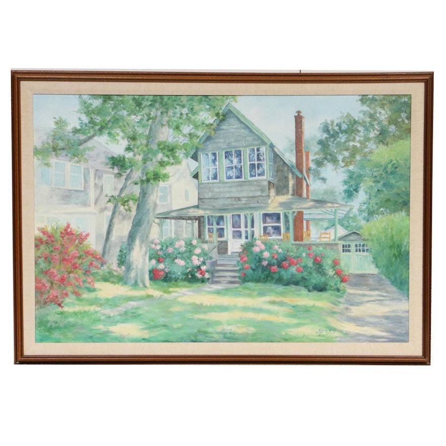 Elnor Hilty Oil Painting of House Facade, 1991