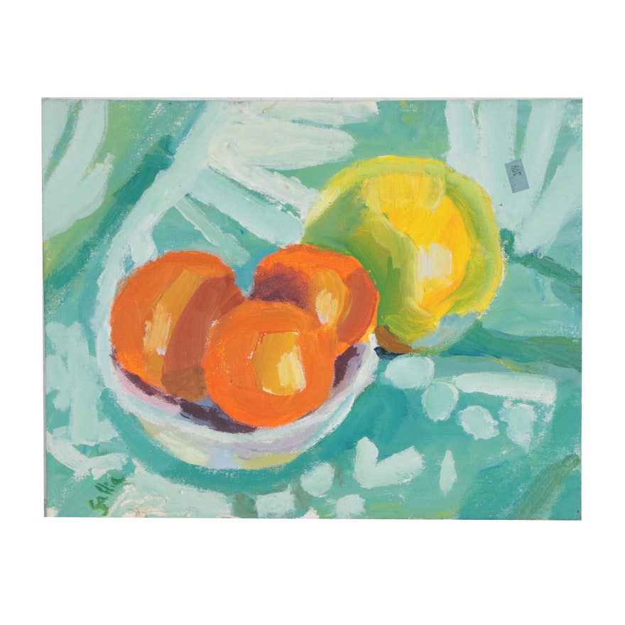 Still Life Oil Painting, Late 20th Century
