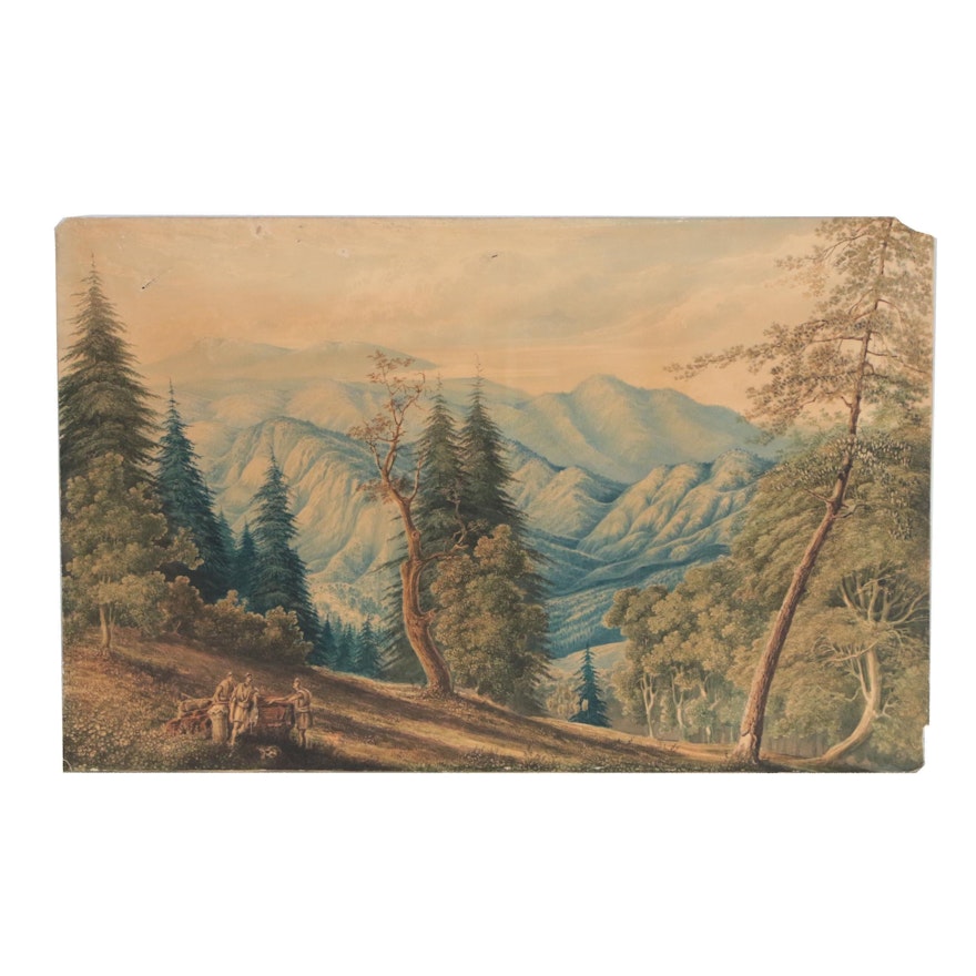 Late 19th Century Landscape Watercolor Painting