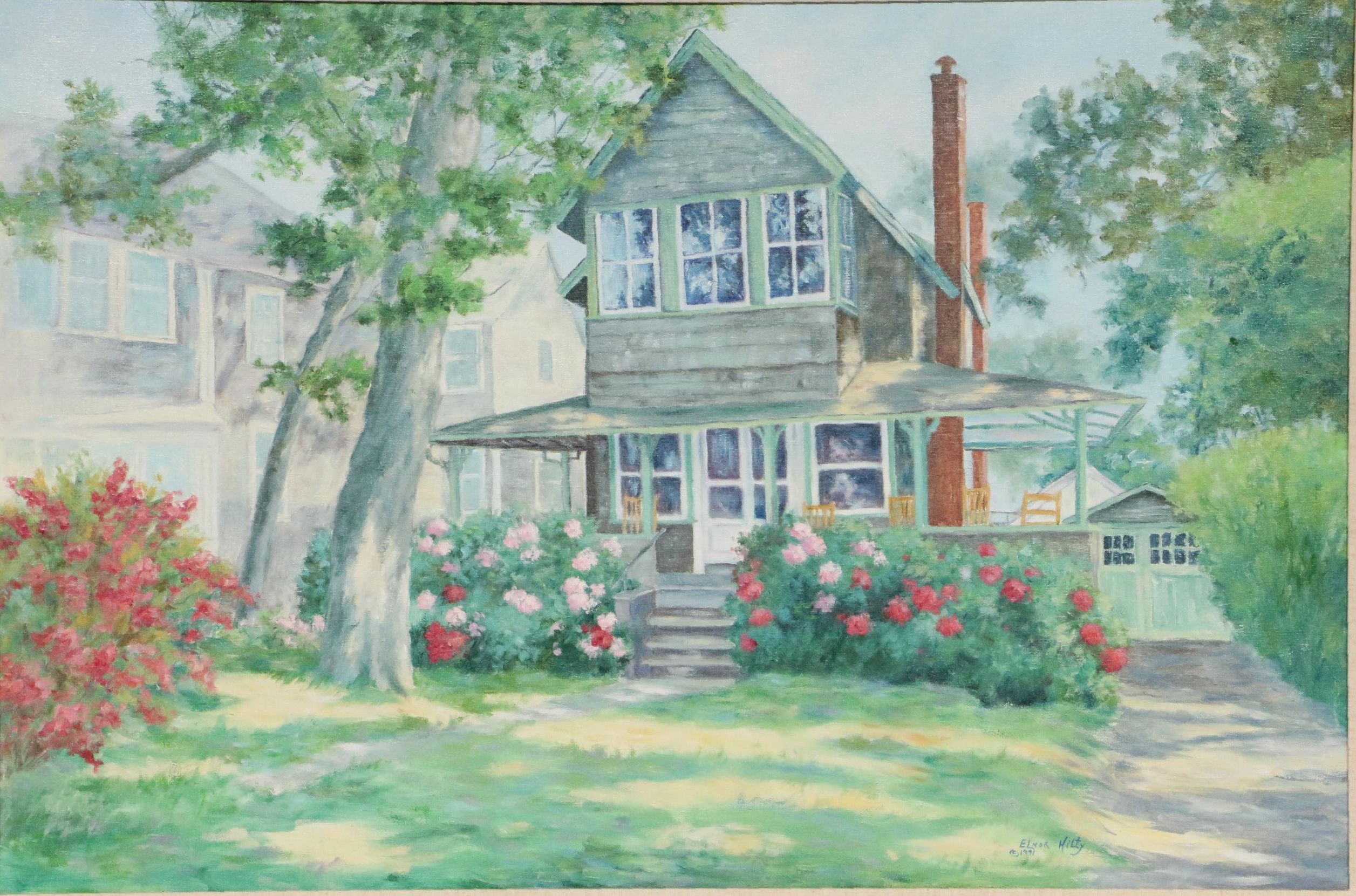 Elnor Hilty Oil Painting of House Facade, 1991