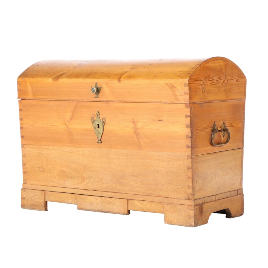 Pine and Oak Dome-Top Chest, English or Continental, 19th Century