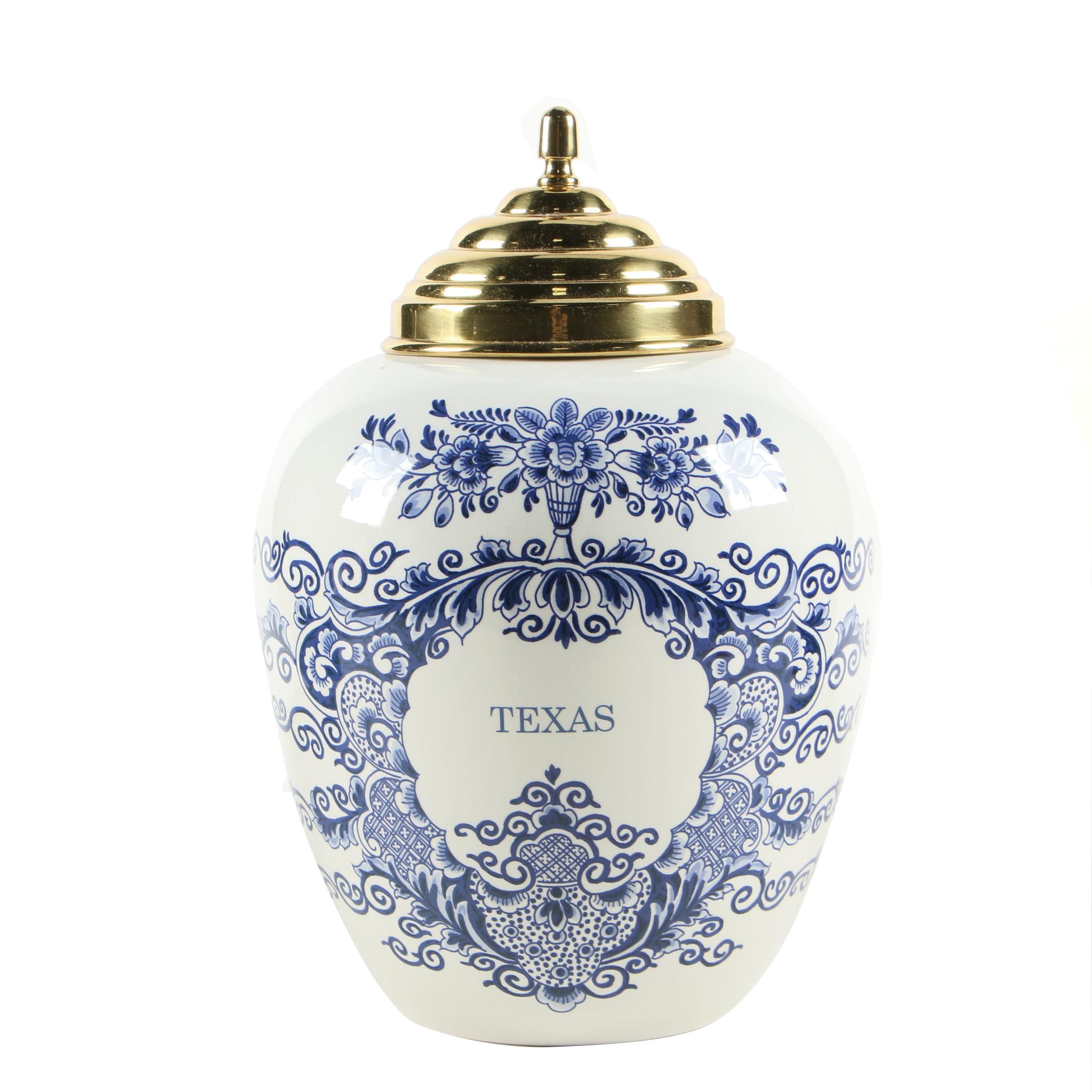 Royal Goedewaagen "Texas" Delftware Tobacco Jar