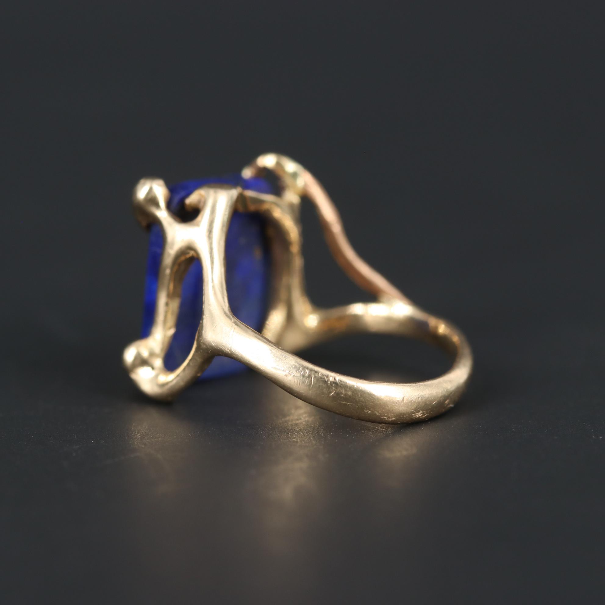 14K Yellow Gold Lapis Lazuli Ring